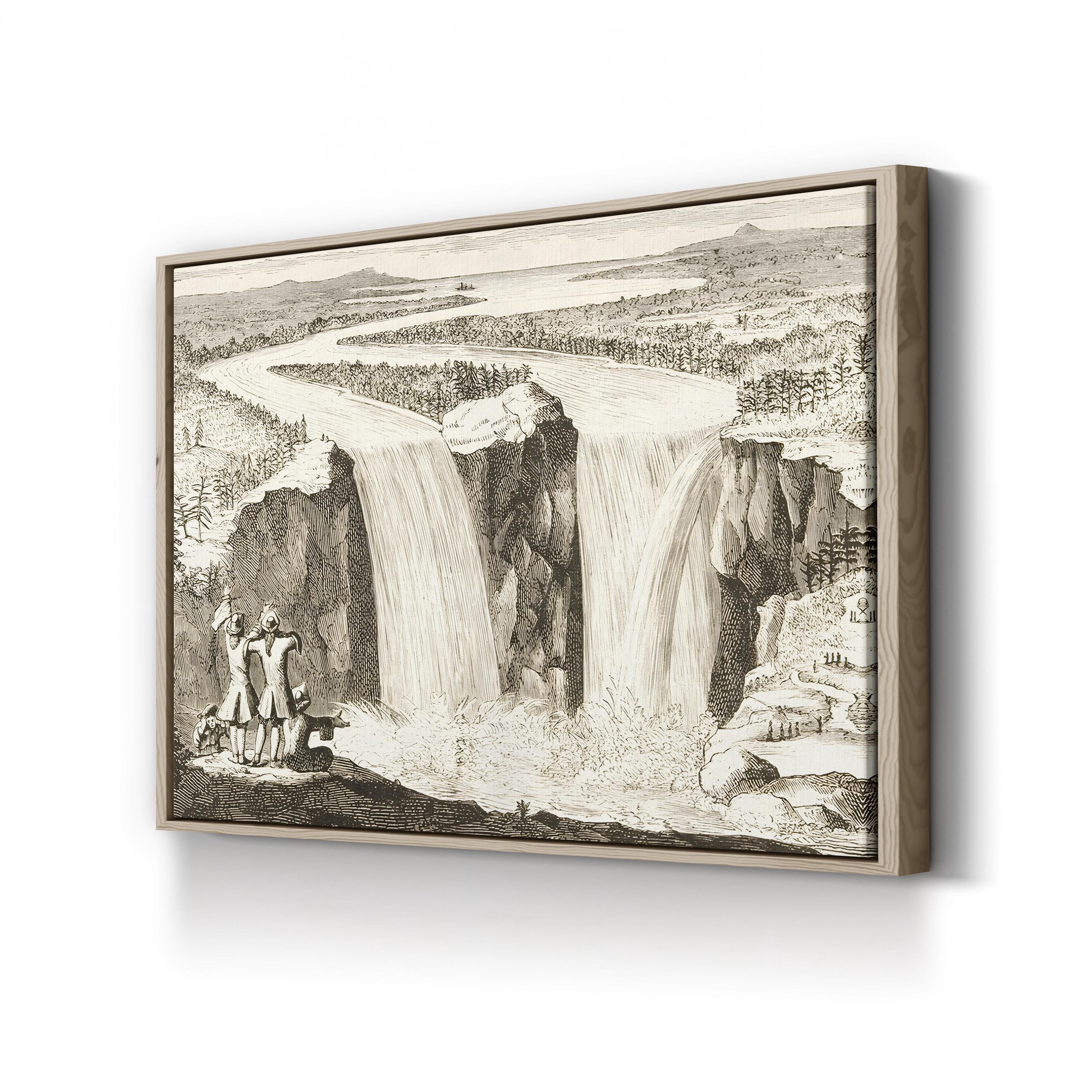 Niagara Falls, After Father Hennepin’s 1677 Sketch (Redrawn 1870s) – Historic American Wall Art