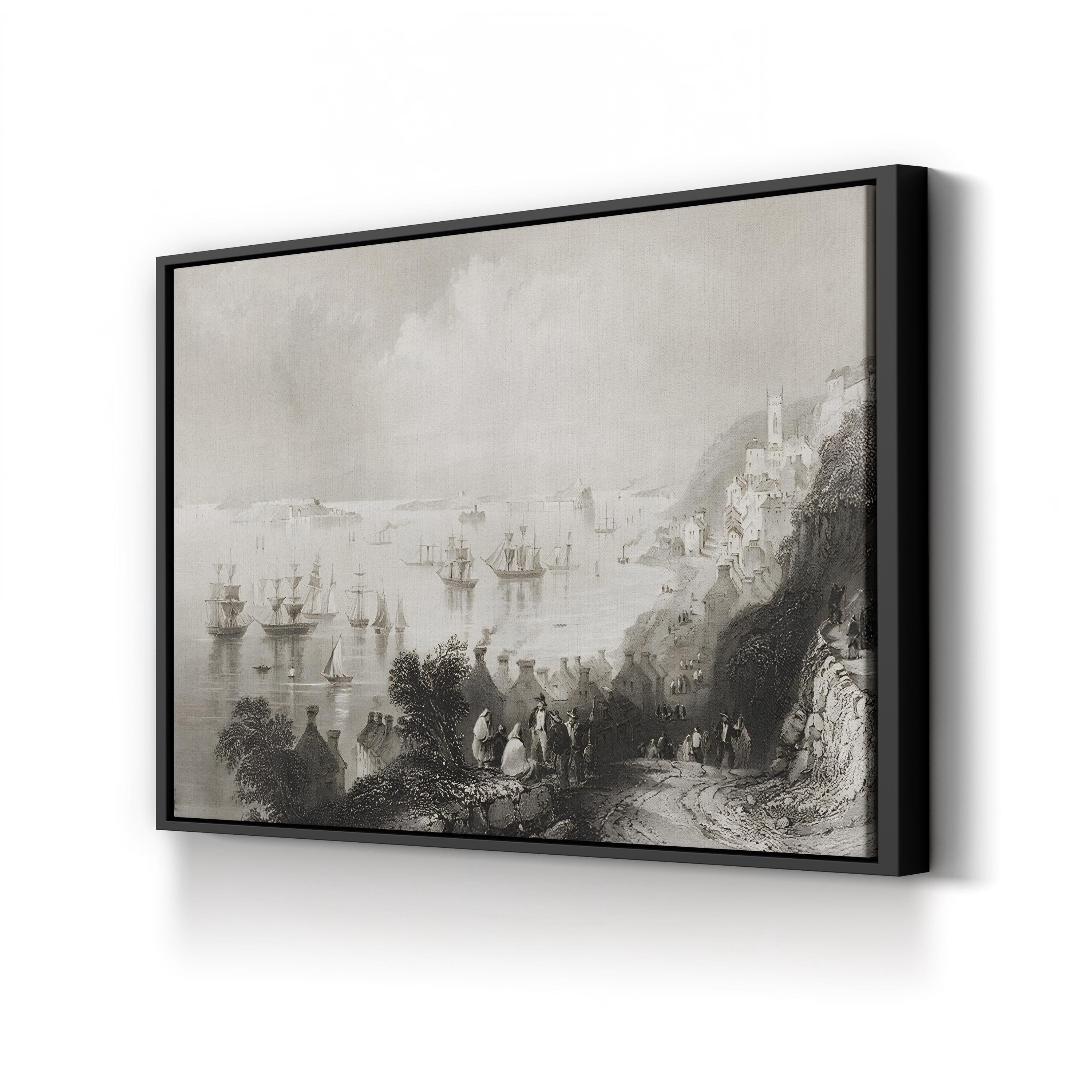 Cove Harbour, County Cork – Period Illustration Wall Art | Vintage Irish Coastal Canvas Print