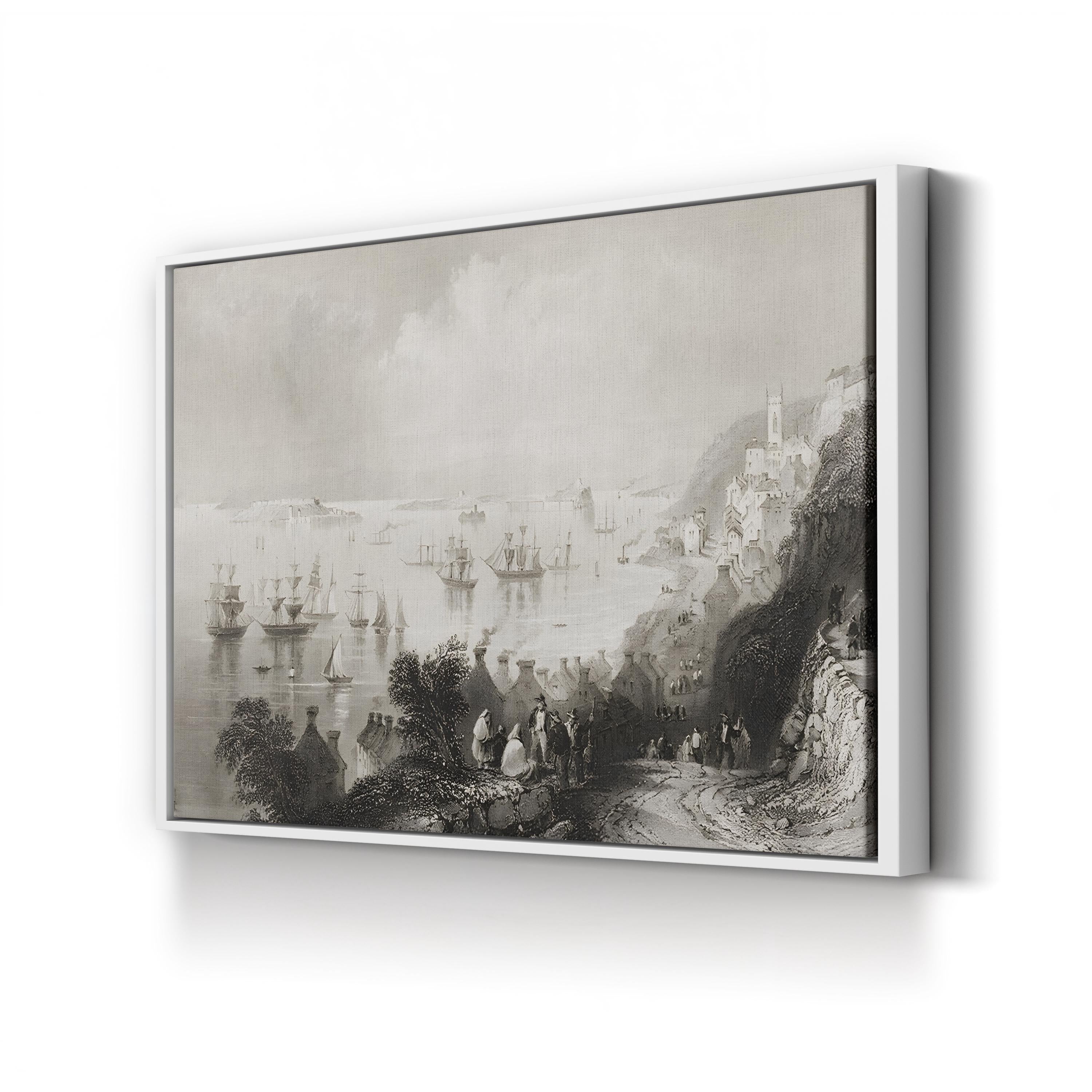 Cove Harbour, County Cork – Period Illustration Wall Art | Vintage Irish Coastal Canvas Print
