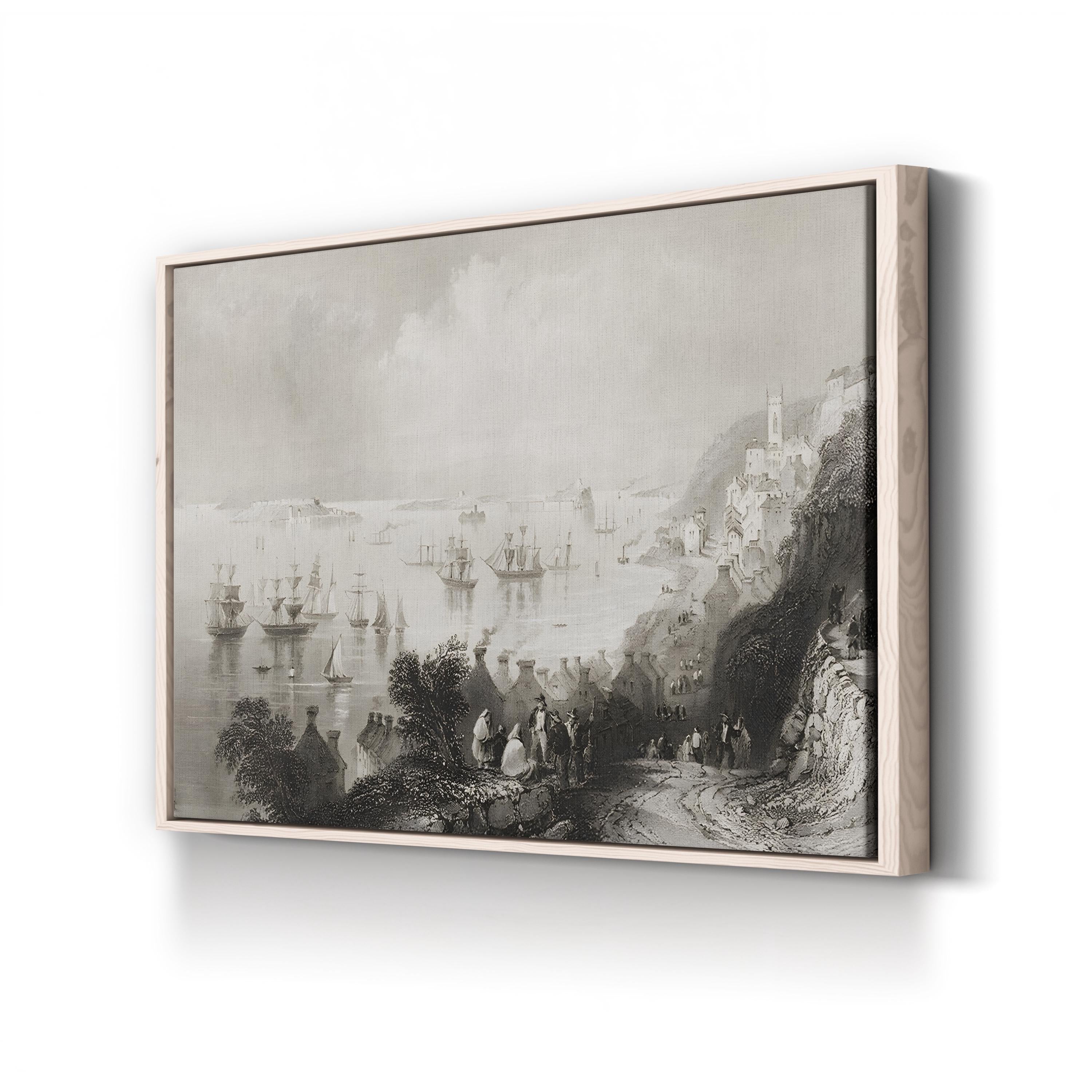 Cove Harbour, County Cork – Period Illustration Wall Art | Vintage Irish Coastal Canvas Print