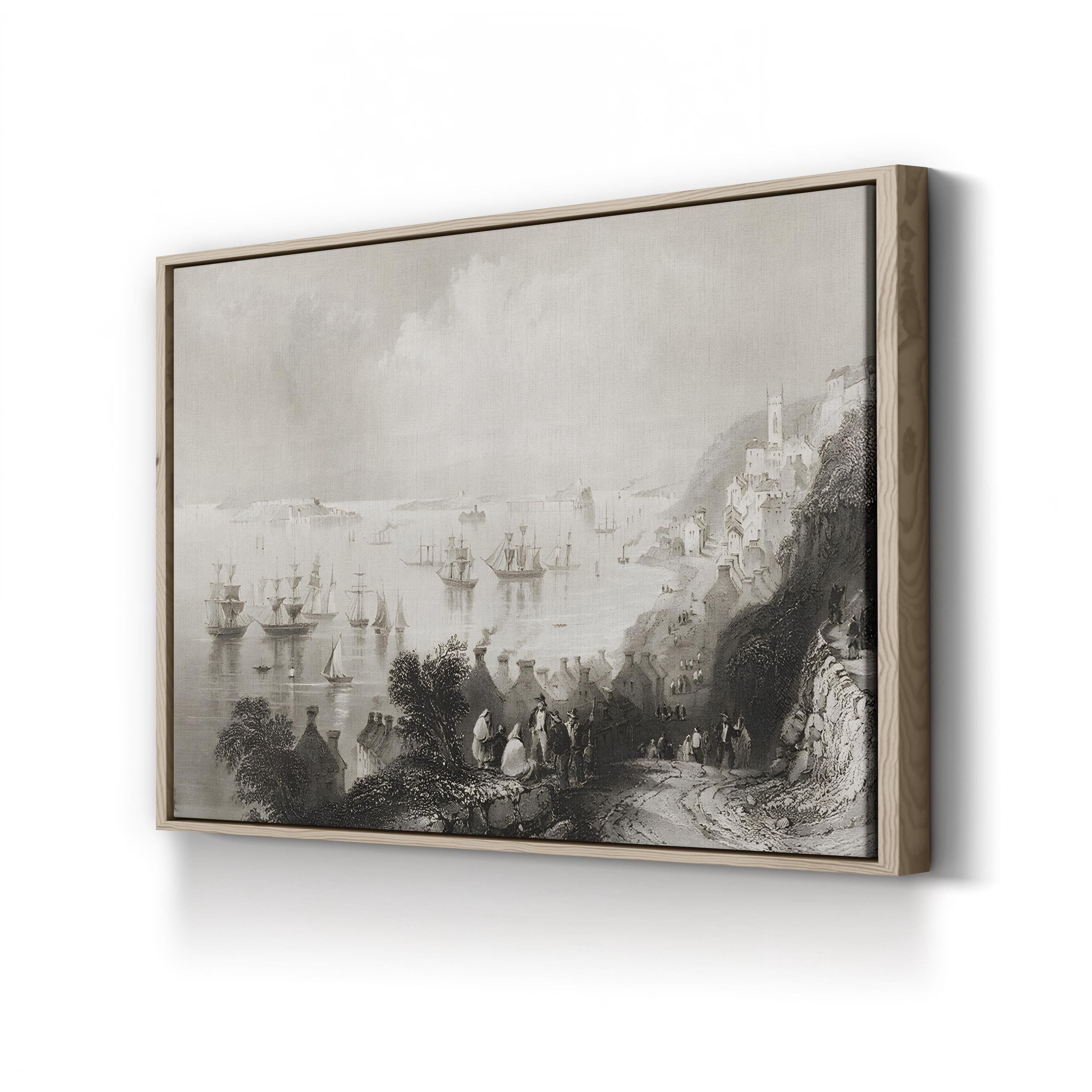 Cove Harbour, County Cork – Period Illustration Wall Art | Vintage Irish Coastal Canvas Print