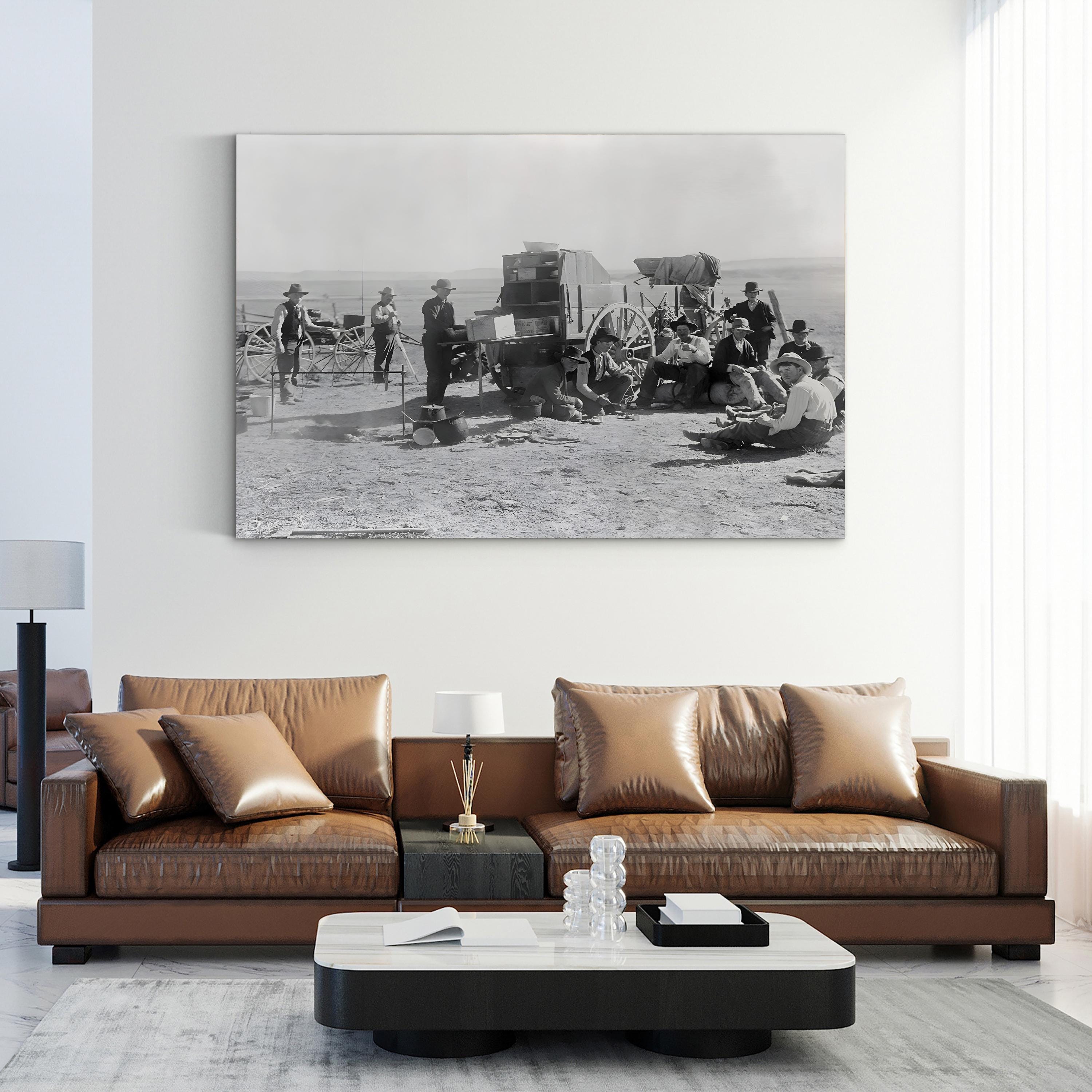 Frontier Cowboy Camp – Vintage Photography Wall Art | Western Americana Canvas Print