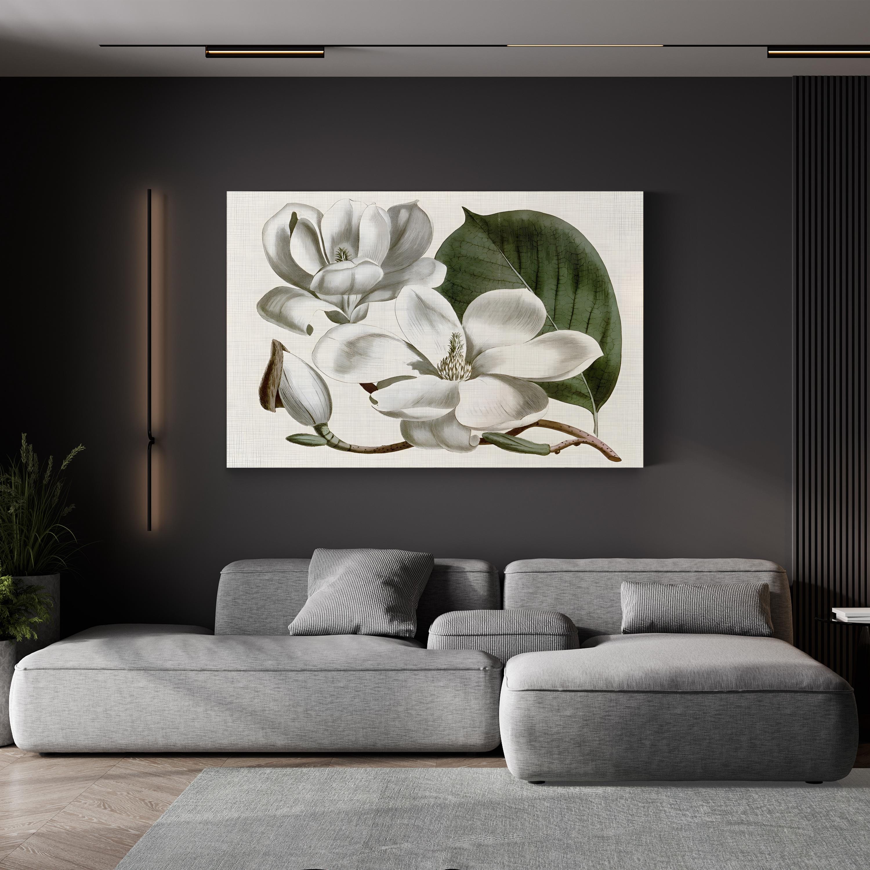 Vintage Magnolia Bloom canvas print, gallery wrap 1.5-inch