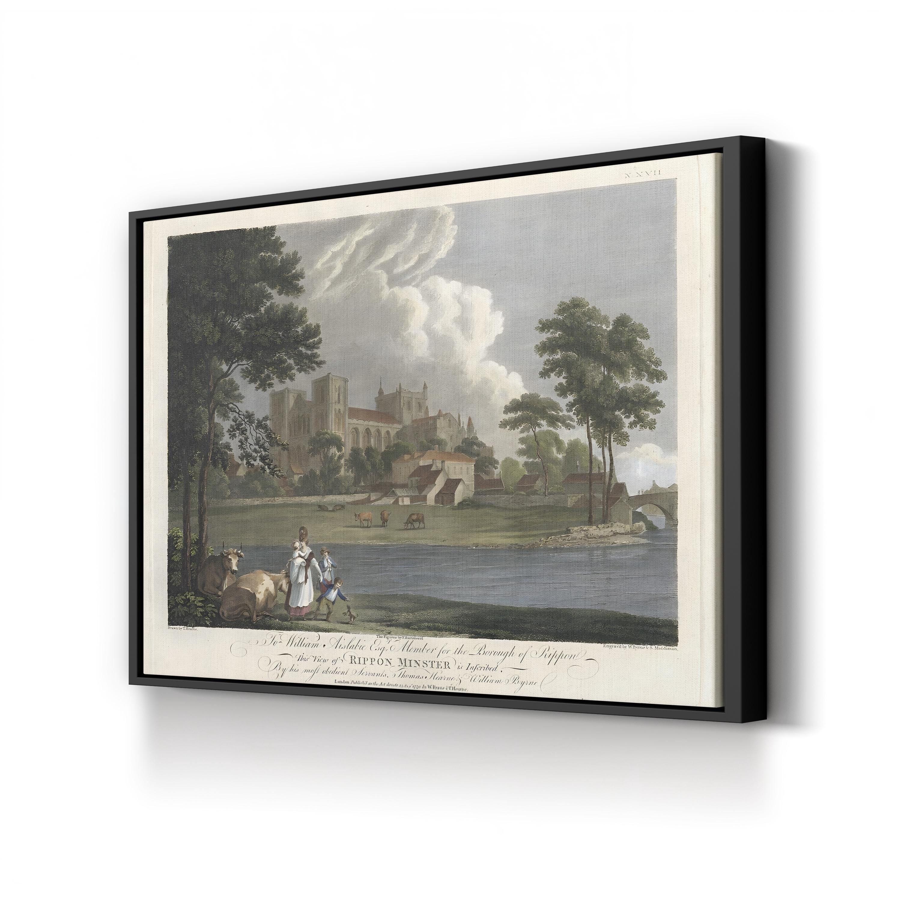 Days of Leisure II Castle River – Period Illustration Wall Art | Scenic Landscape Canvas Print