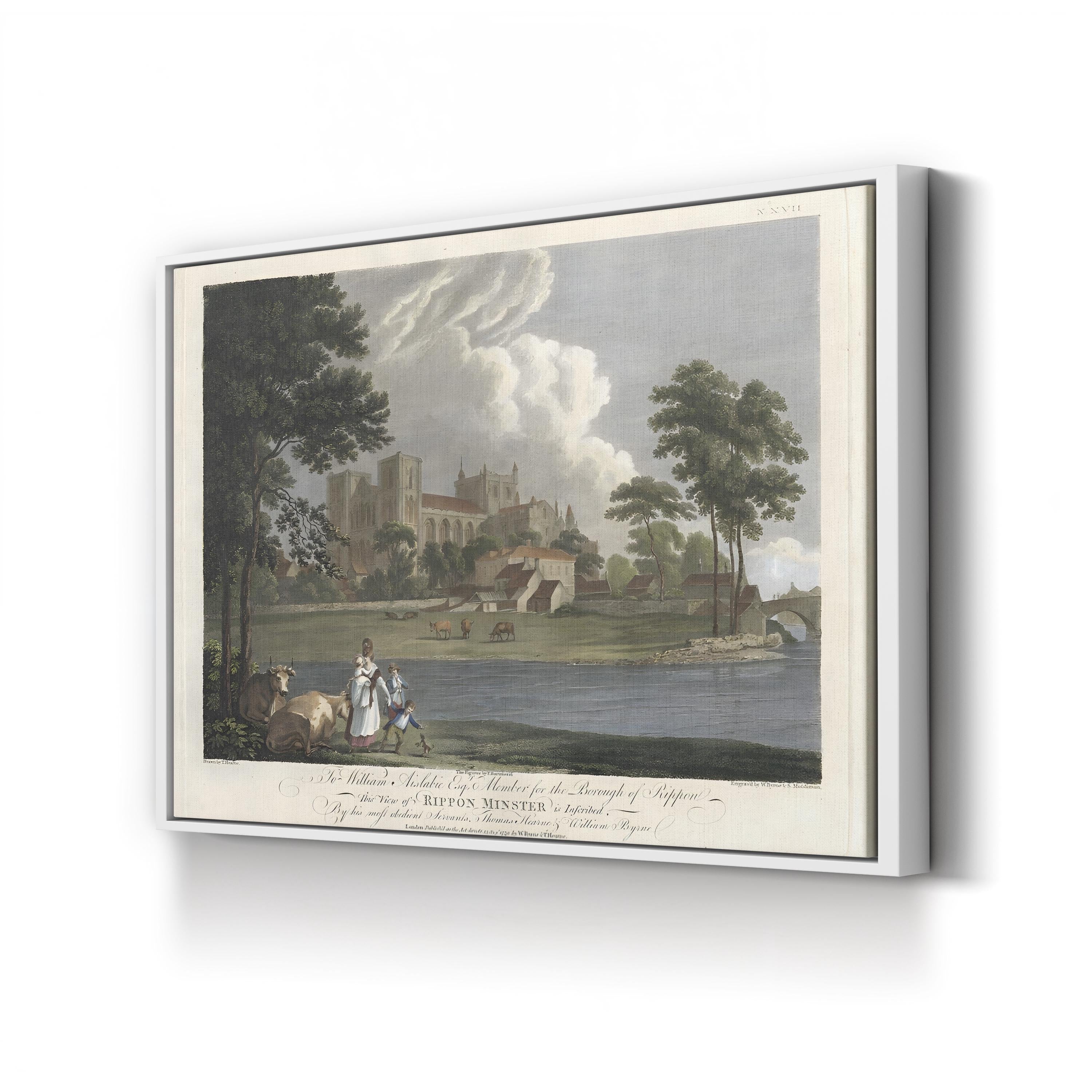 Days of Leisure II Castle River – Period Illustration Wall Art | Scenic Landscape Canvas Print