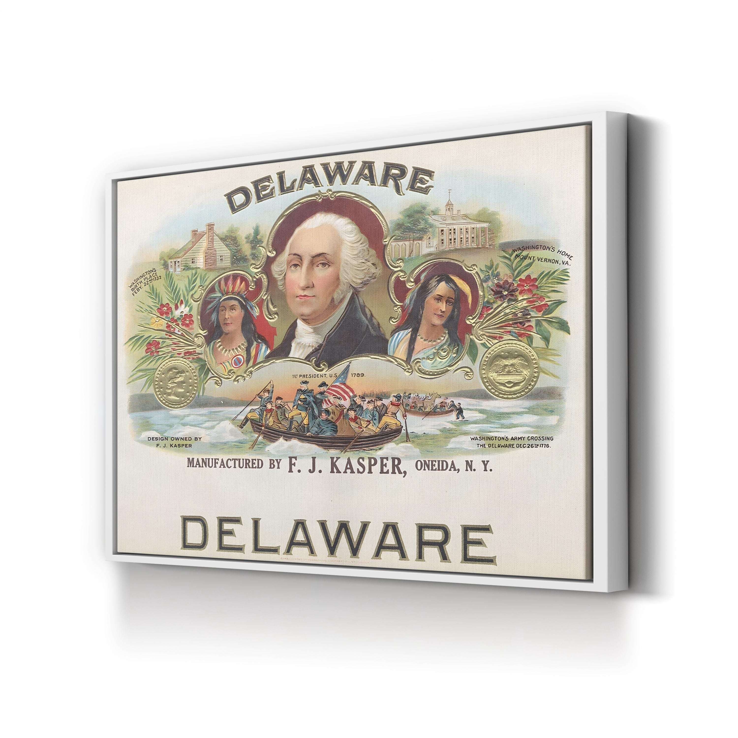 Delaware George Washington Print – Period Illustration Wall Art | Colonial Americana Canvas Print