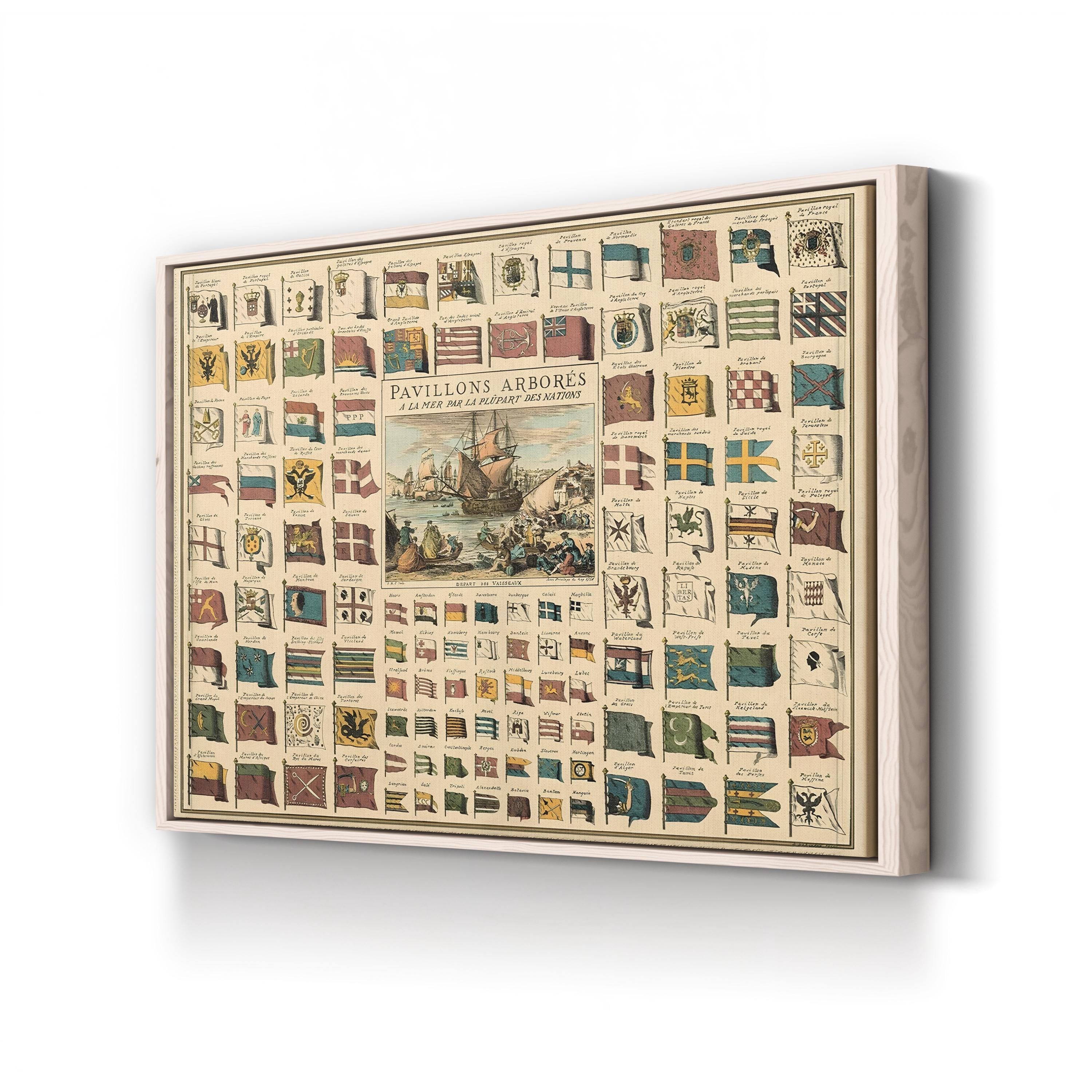Pavillons Arborés à la Mer par la Plûpart des Nations canvas print in Natural frame