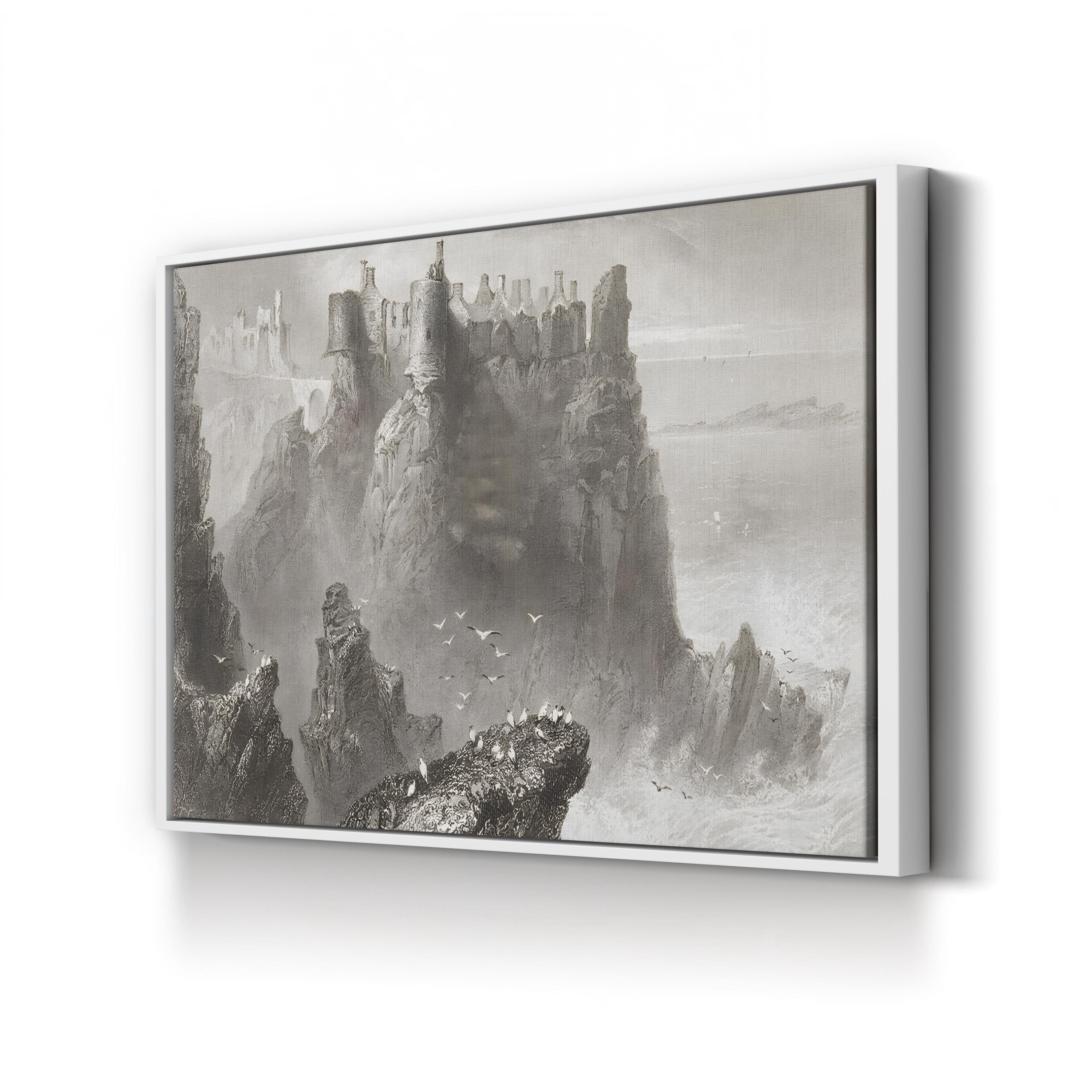 Dunluce Castle Wall Art – William Henry Bartlett | 19th-Century Irish Castle Landscape Canvas Print
