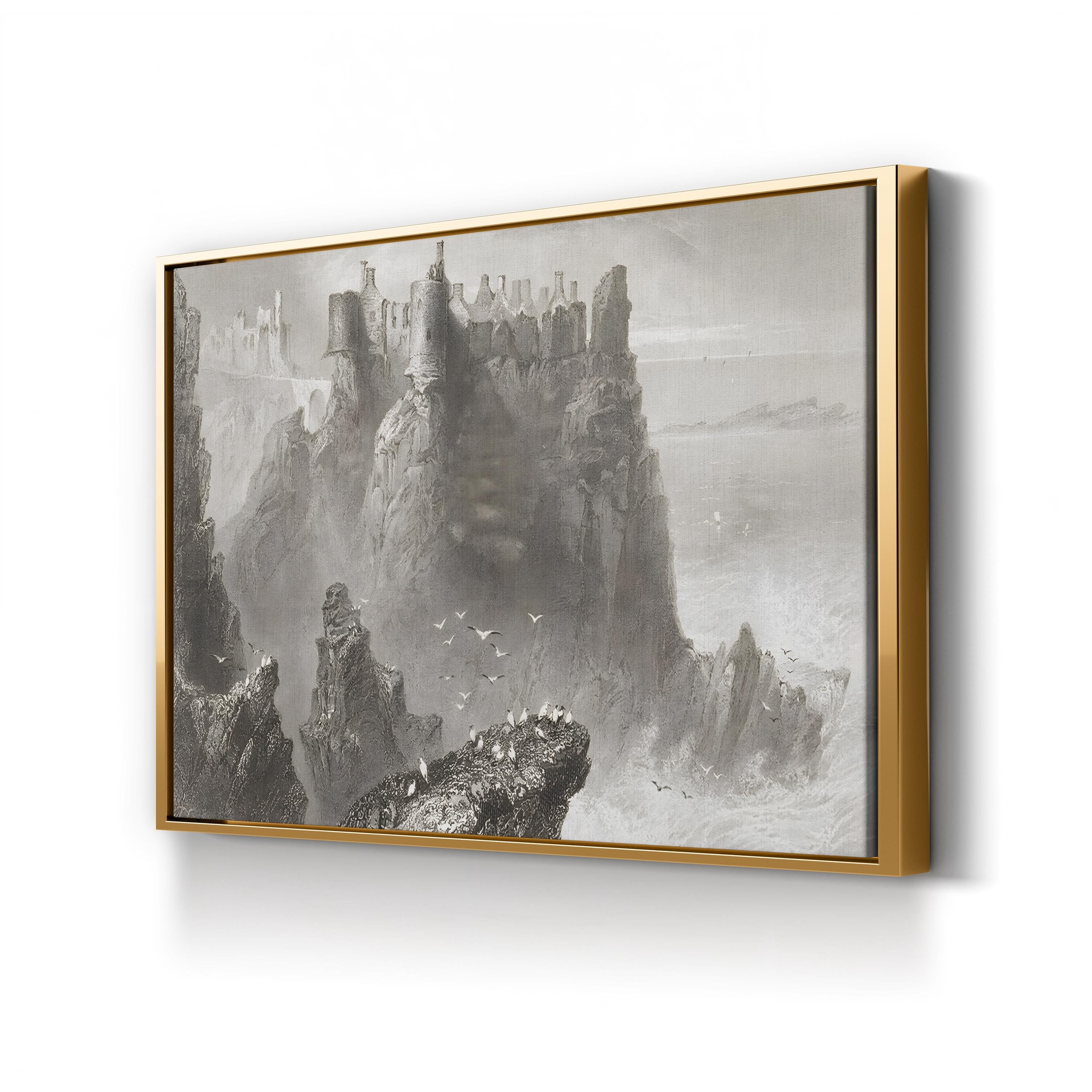 Dunluce Castle Wall Art – William Henry Bartlett | 19th-Century Irish Castle Landscape Canvas Print