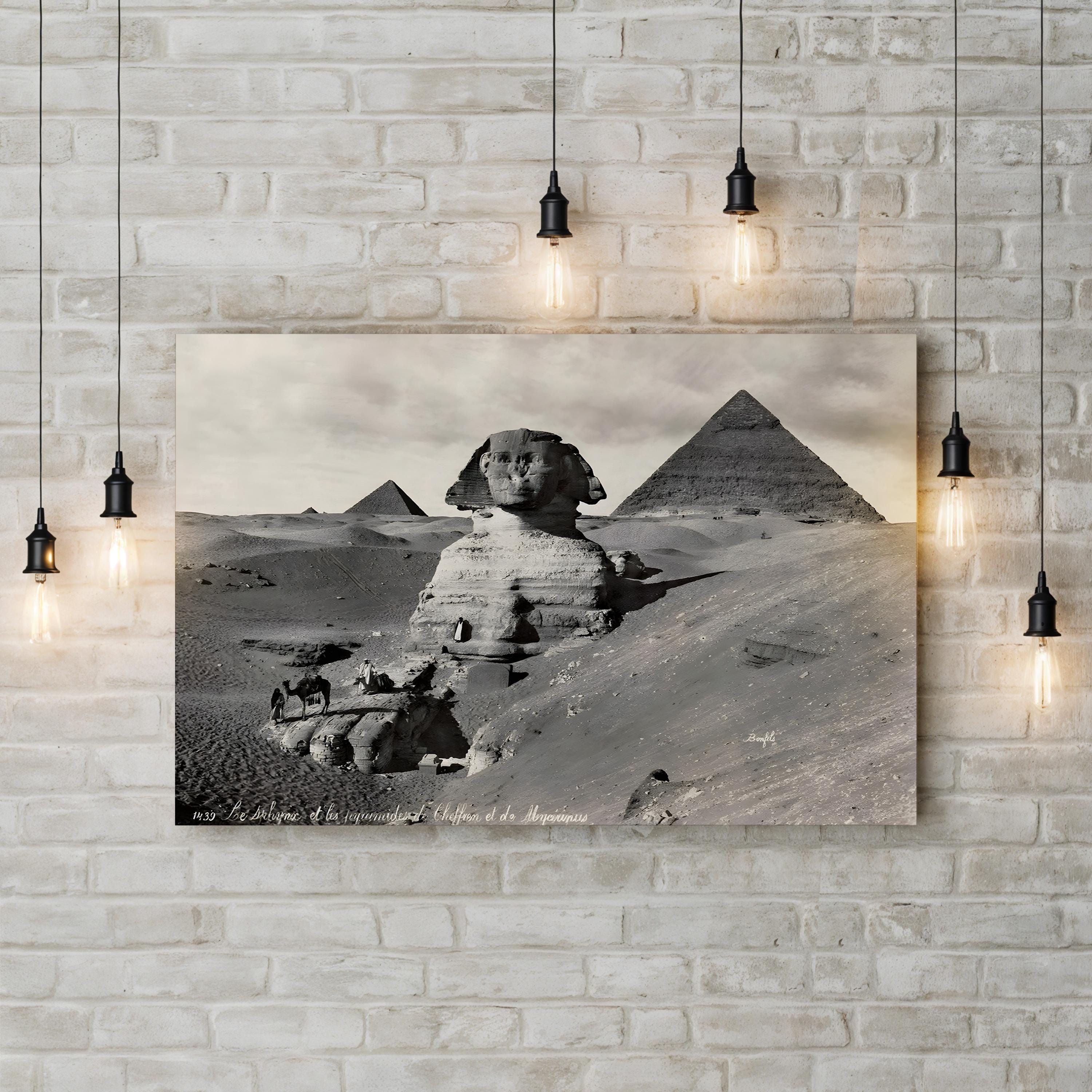 19th-Century Pyramids of Giza – Vintage Photography Wall Art | Egyptian Desert Canvas Print