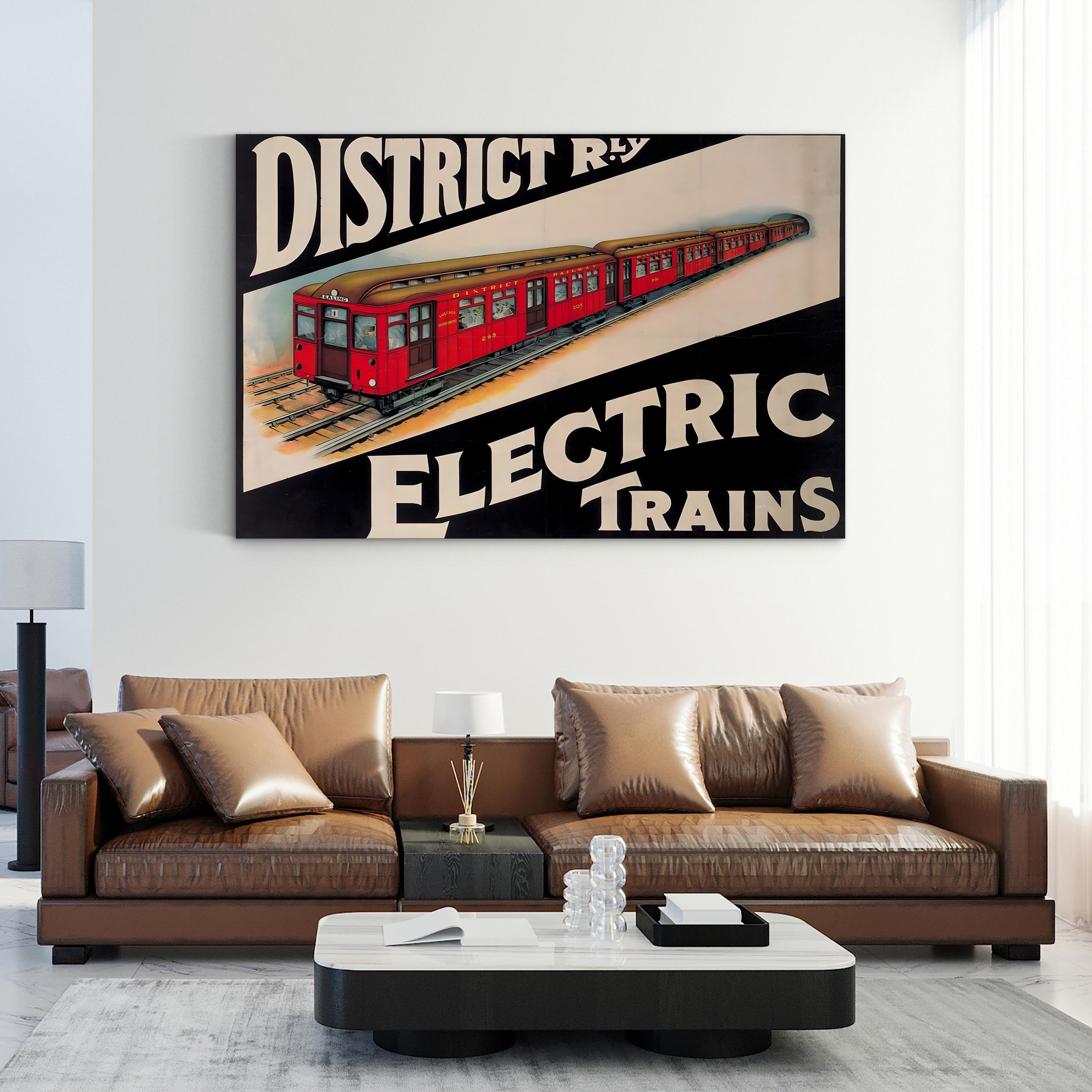 1930s Red Train Railway Poster – Period Illustration Wall Art | Vintage Travel Canvas Print