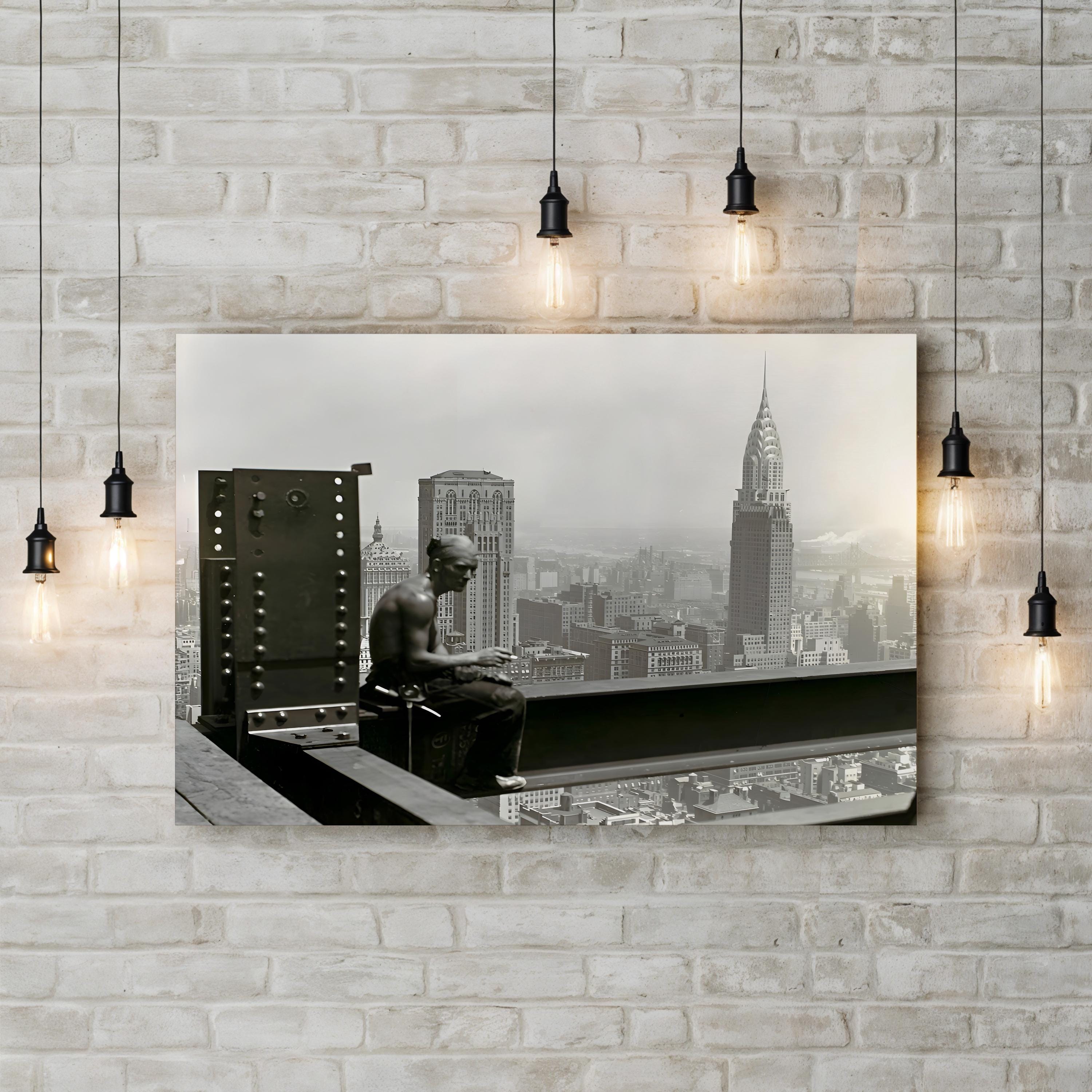 Empire State Building Construction Wall Art | Vintage New York City Skyscraper Photograph