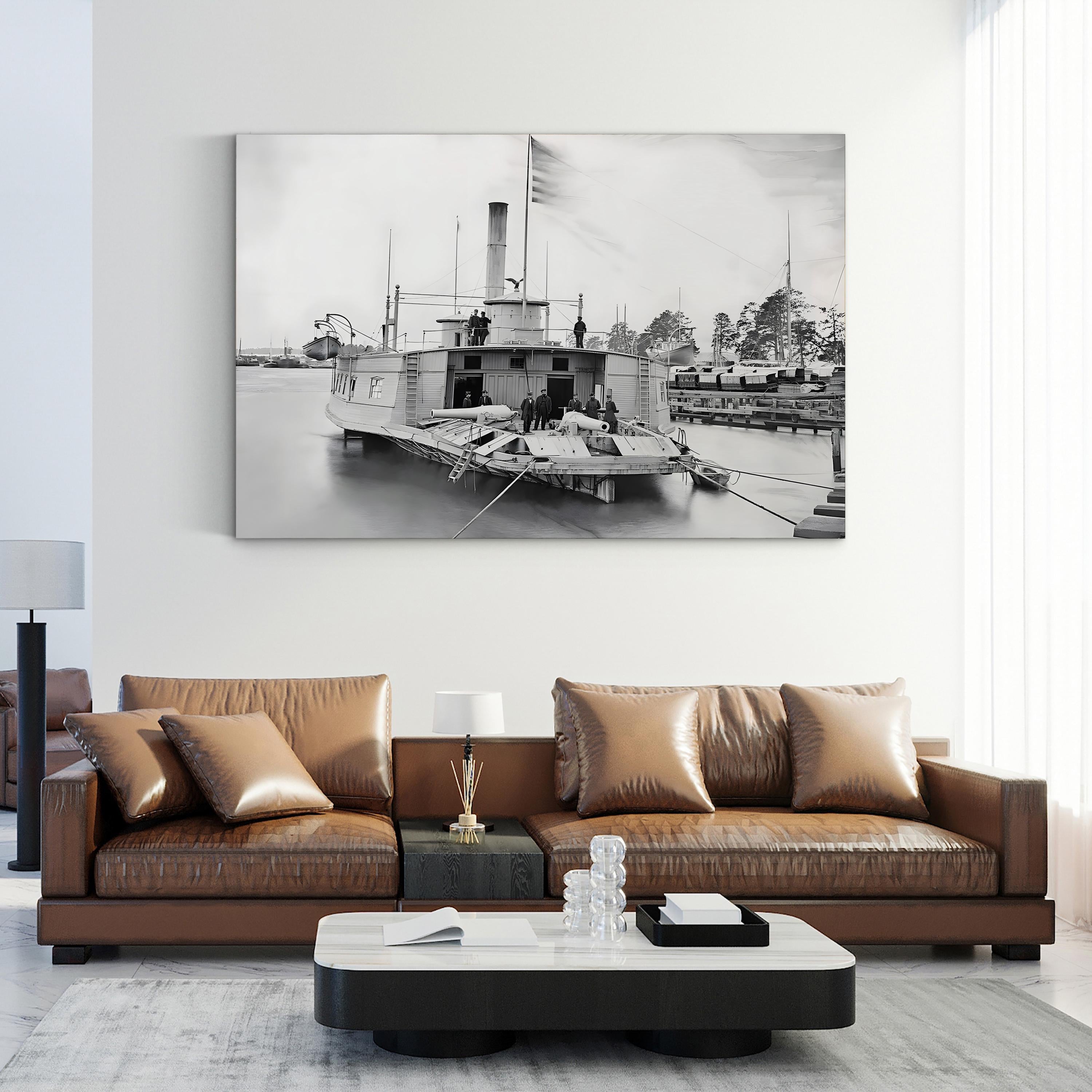 Civil War Gunboat Canvas Print: 19th Century Ferry Boat Wall Art