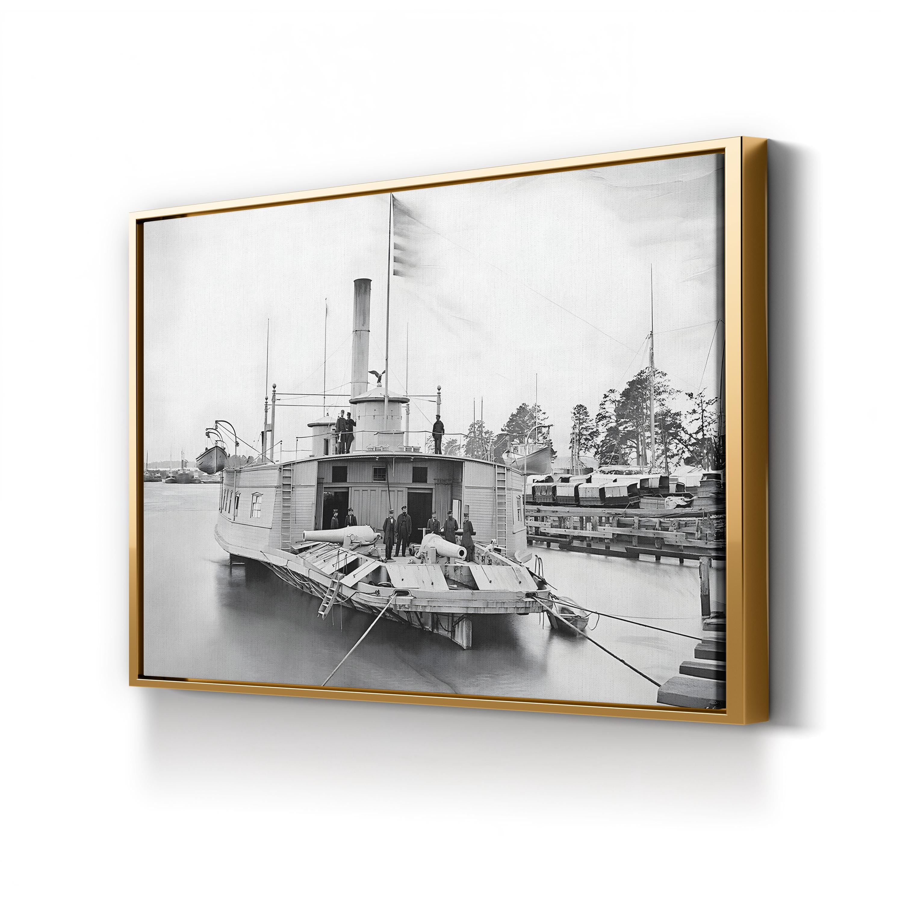 Civil War Gunboat Canvas Print: 19th Century Ferry Boat Wall Art