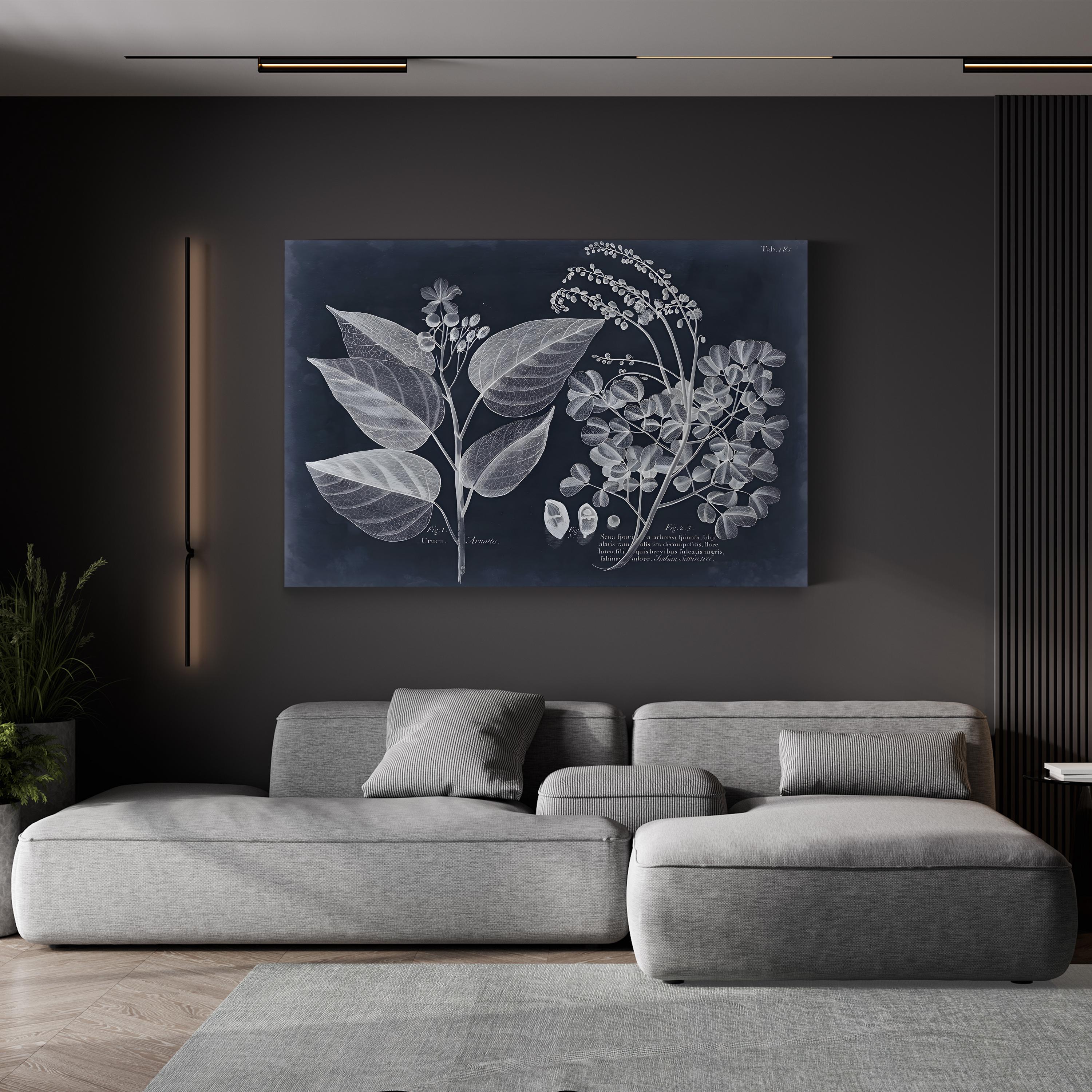 Foliage on Navy III Wall Art — Vision Studio Vintage Botanical Illustration