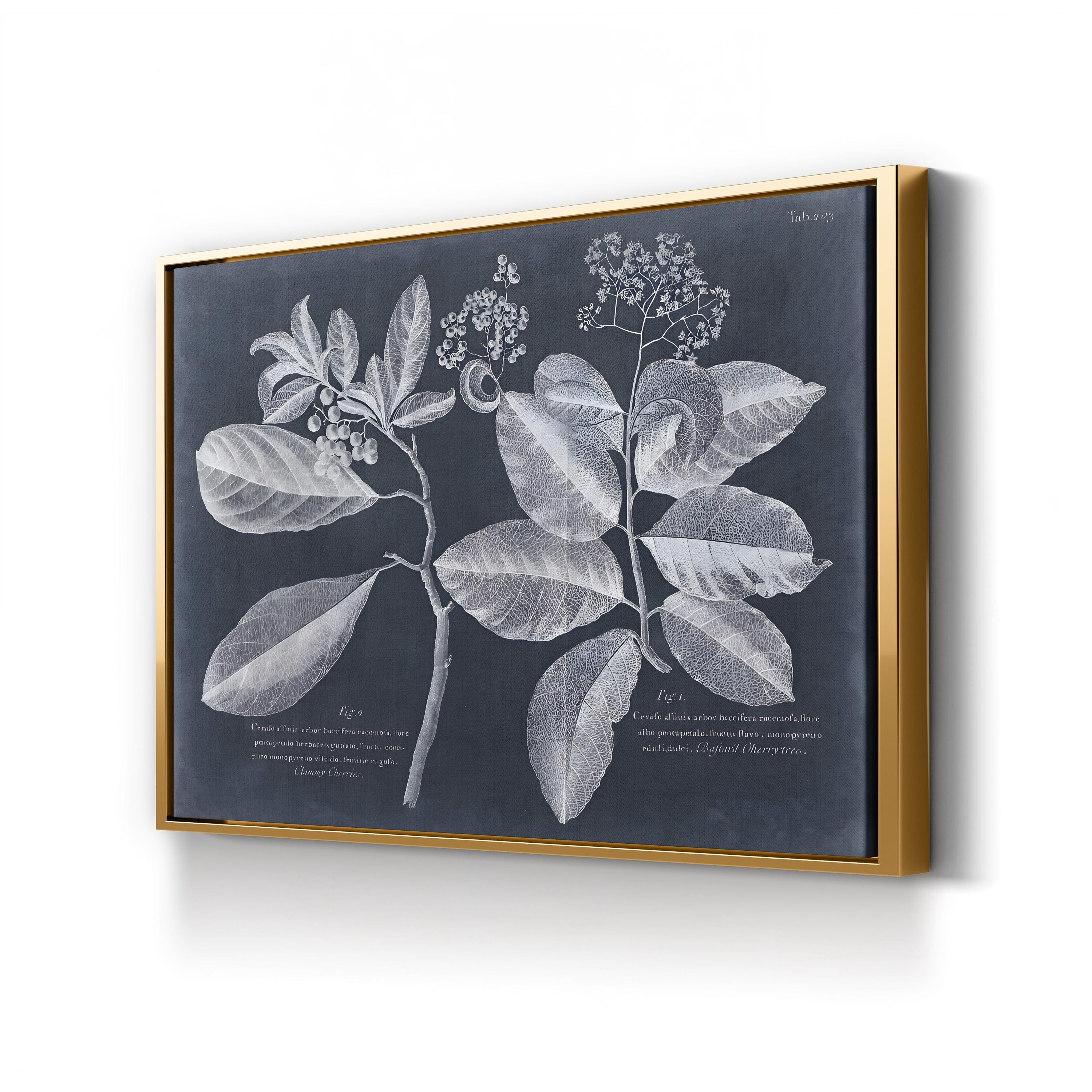Foliage on Navy IV canvas print in Gold Framed Canvas