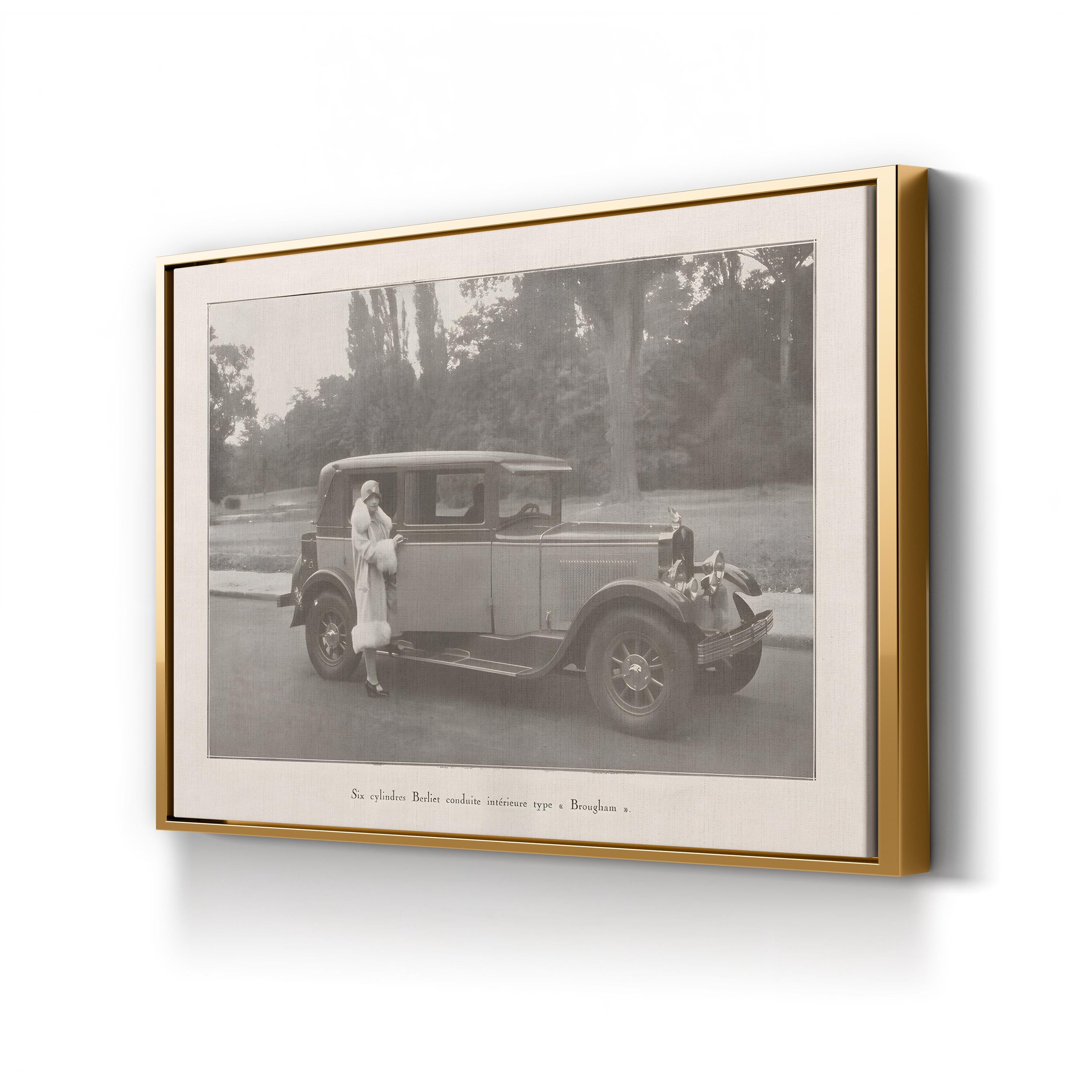 Berliet Six-Cylinder Brougham Automobile canvas print in Gold Framed Canvas
