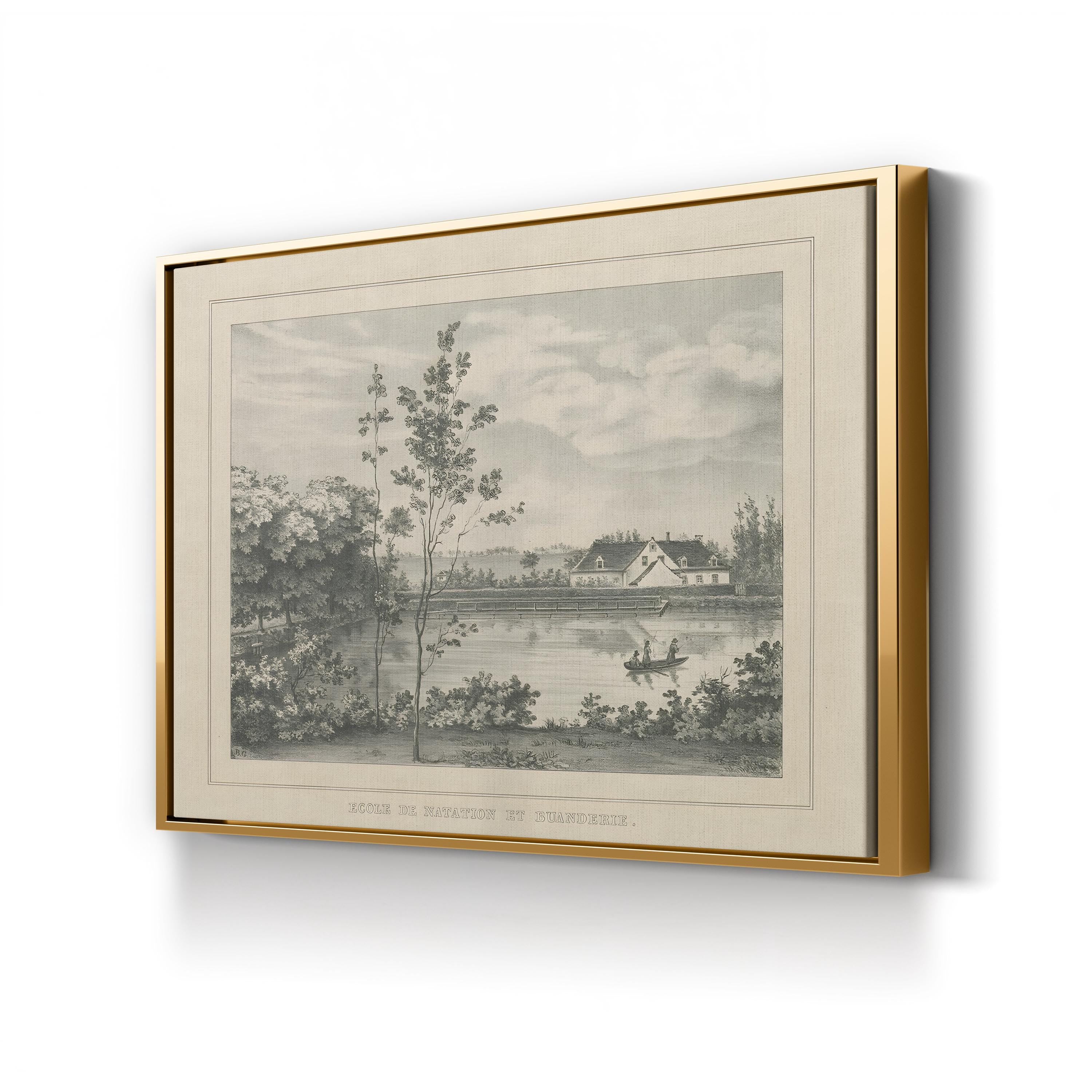 French Park Landscape Etching – Period Illustration Wall Art | 19th-Century Canvas Print