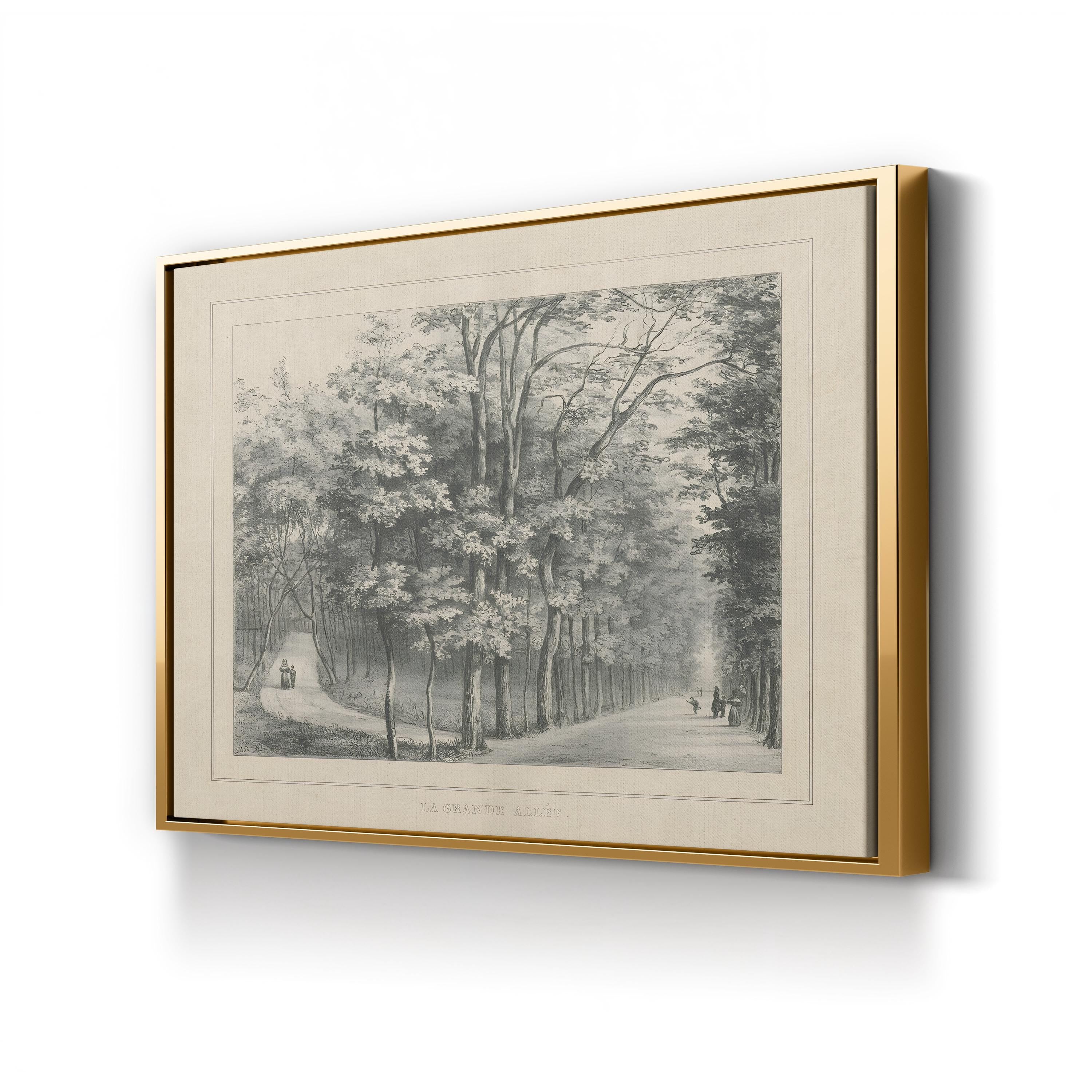 French Park Etching II Wall Art – 19th Century French Landscape Canvas Print