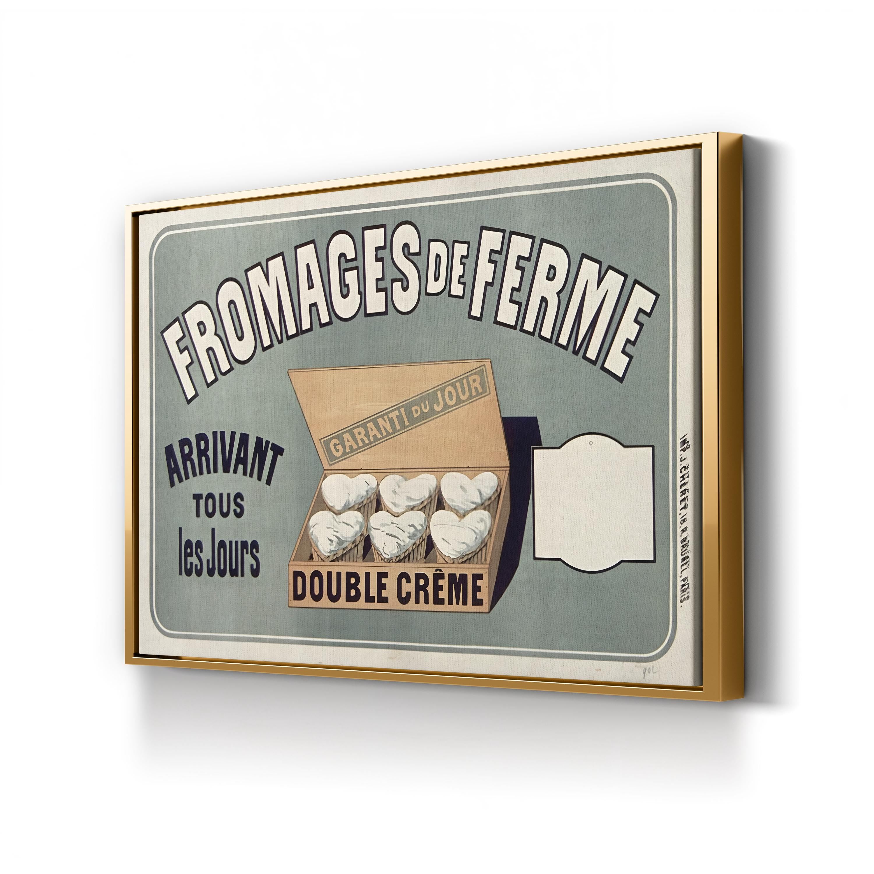 Fromages de Ferme Wall Art by Vintage Apple Collection – French Dairy Vintage Kitchen Canvas Print