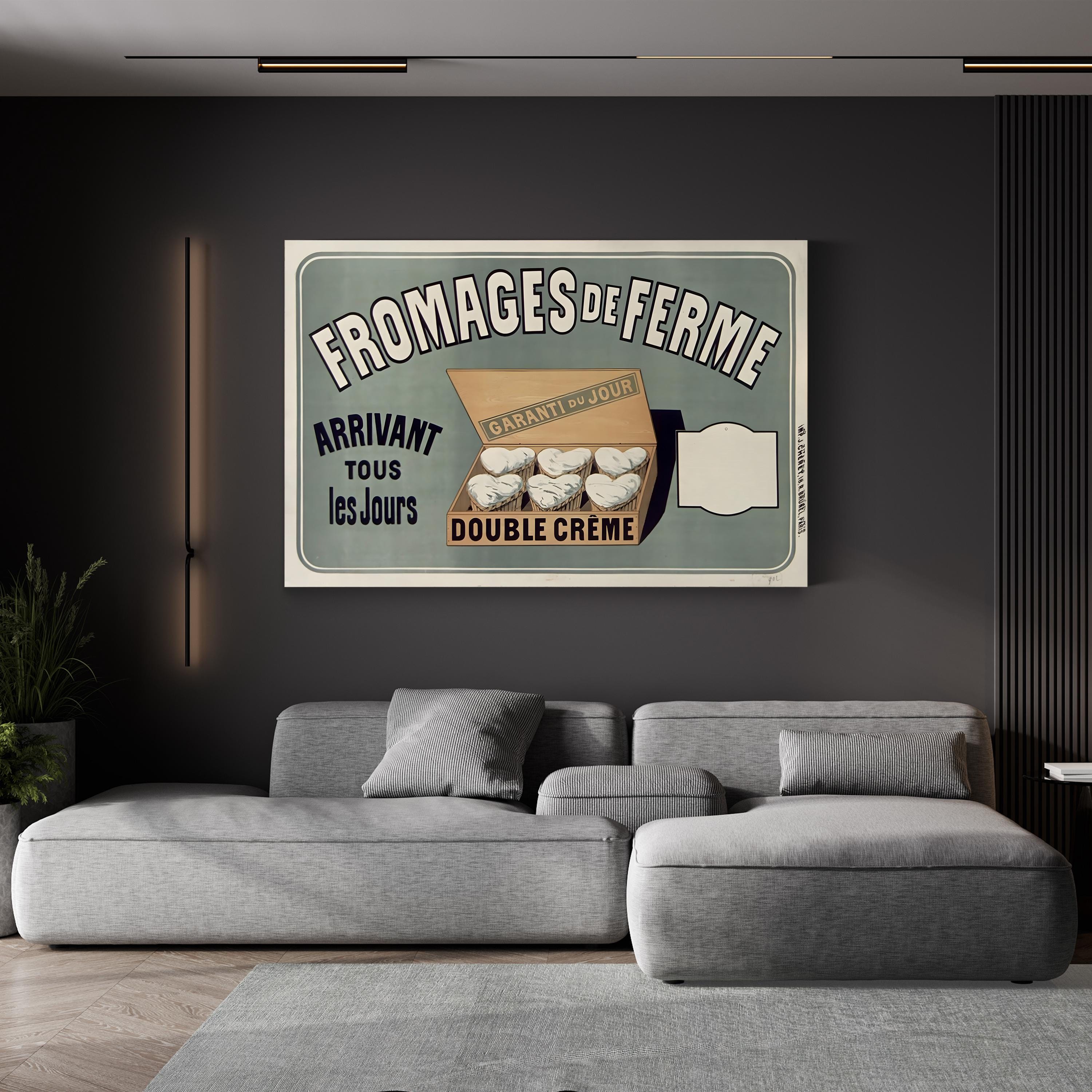 Fromages de Ferme Wall Art by Vintage Apple Collection – French Dairy Vintage Kitchen Canvas Print