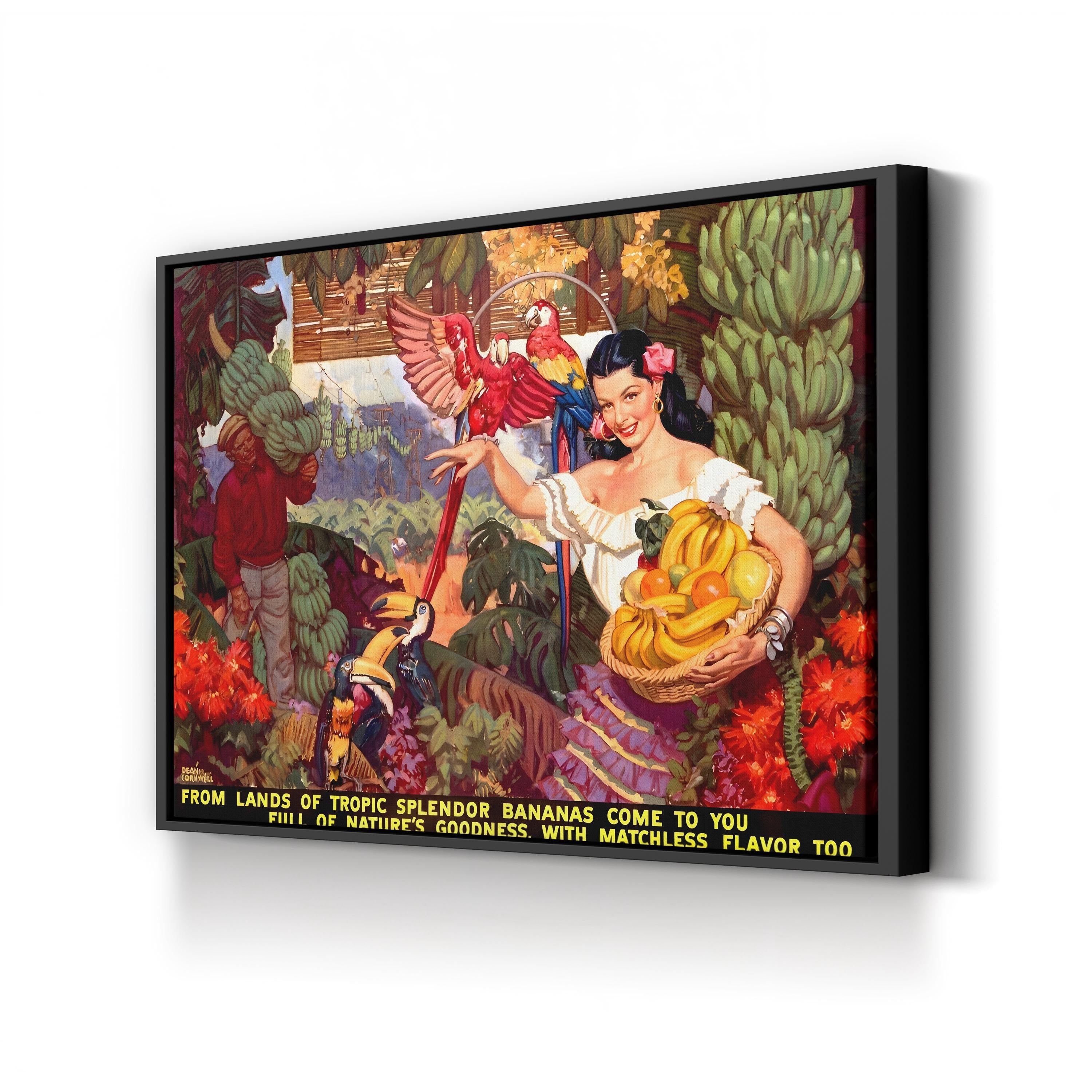 Tropical Bananas Travel Poster – Period Illustration Wall Art | Exotic Fruit Canvas Print