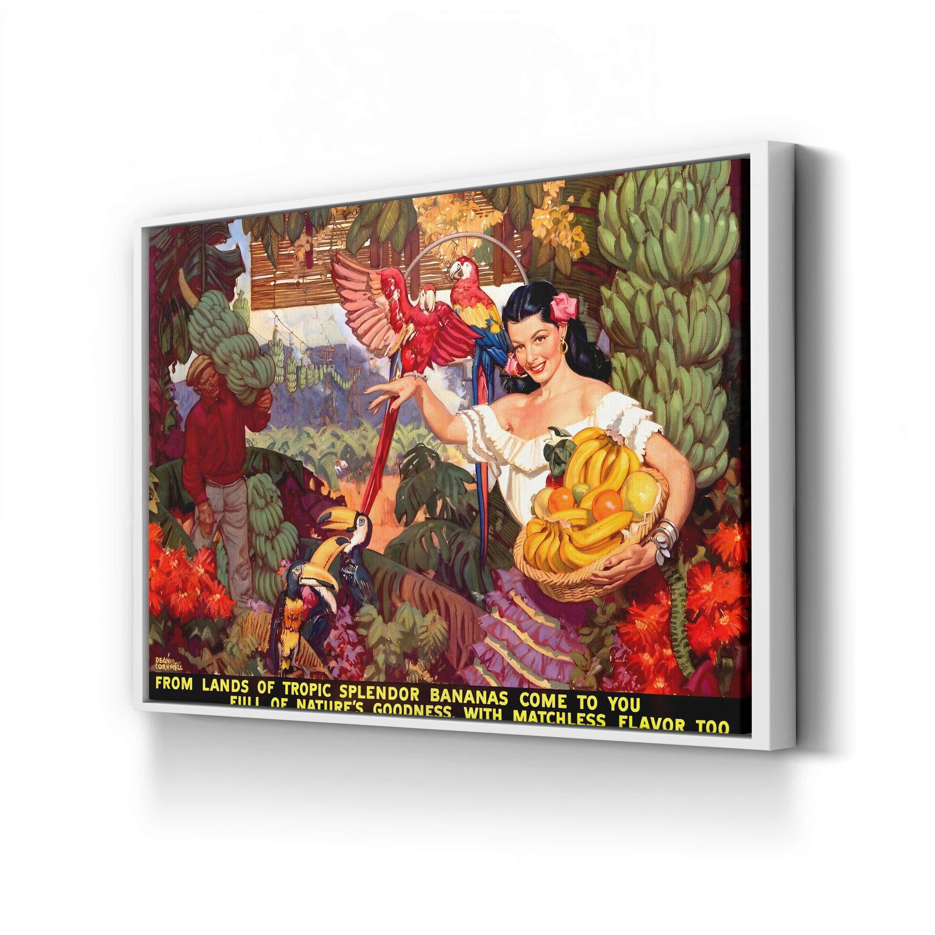 Tropical Bananas Travel Poster – Period Illustration Wall Art | Exotic Fruit Canvas Print