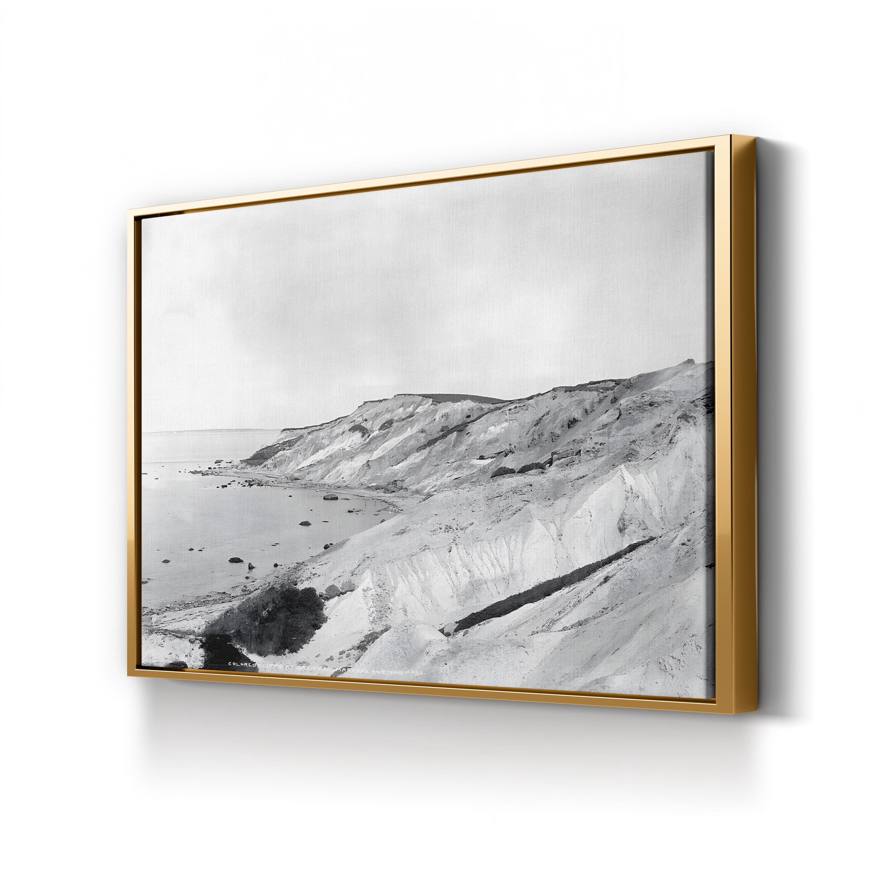 Gay Head Cliffs, c.1903 Vintage Canvas Print – Martha’s Vineyard Black and White Coastal Photography