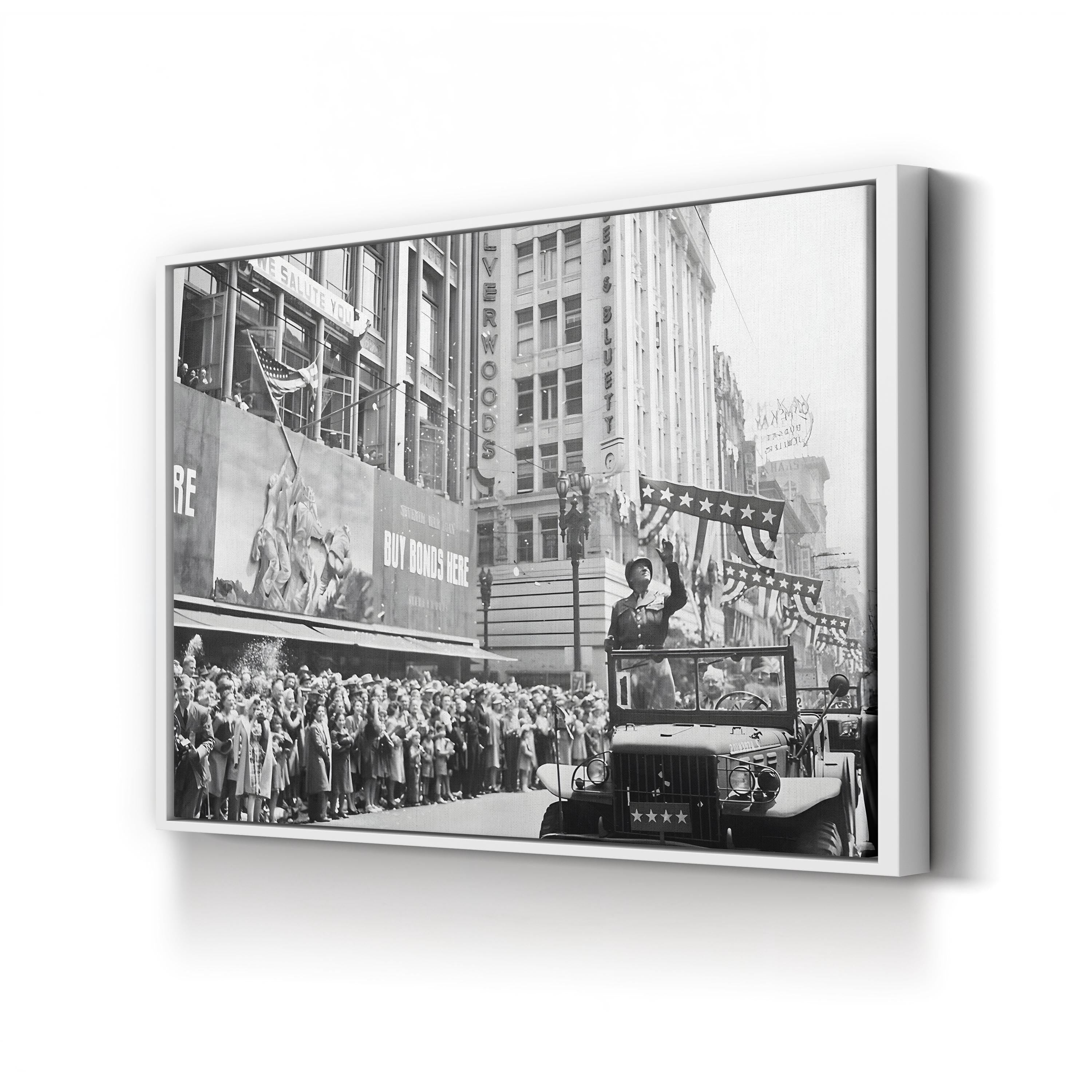 General George Patton WWII Victory Parade Canvas Art – Historic American Military Photography Print