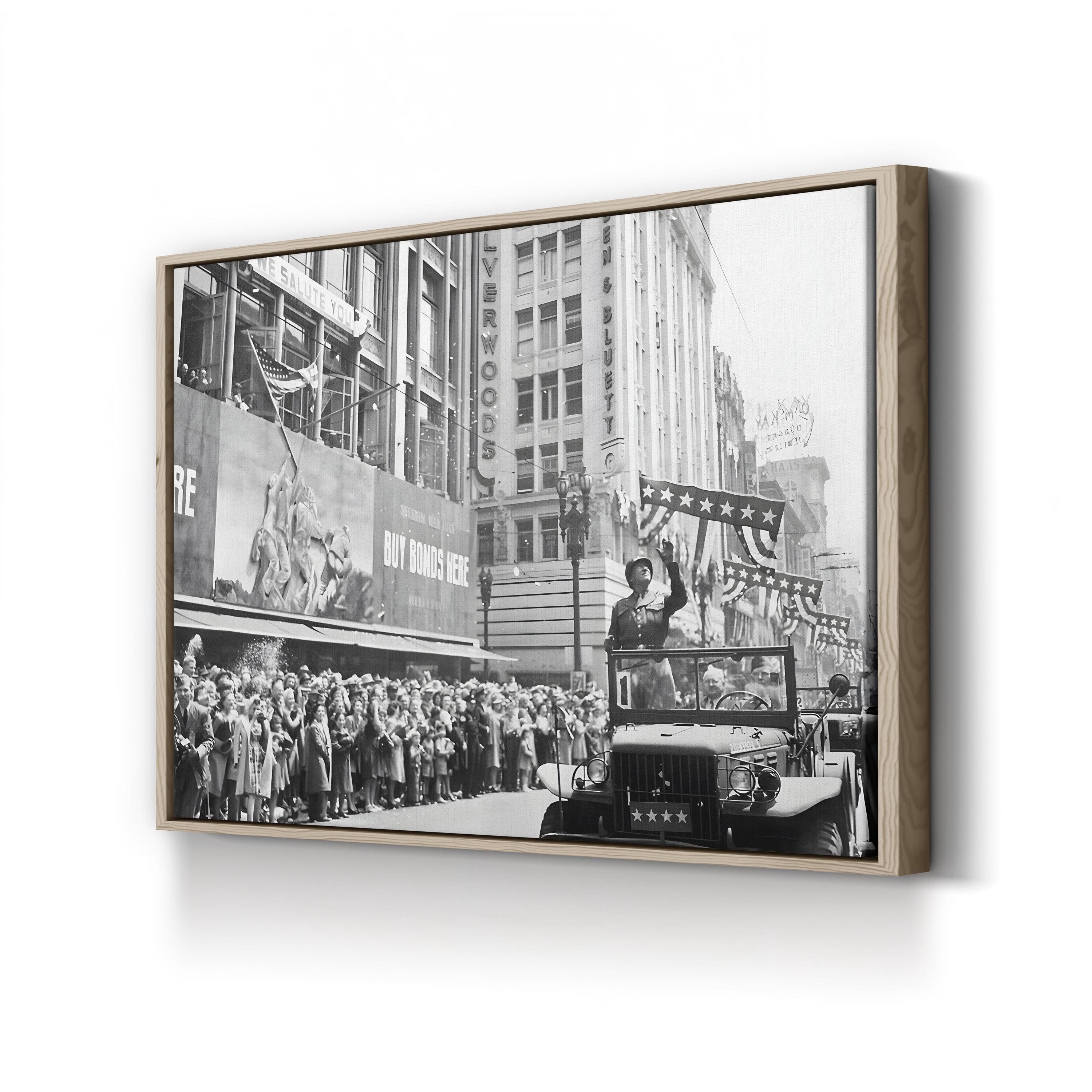 General George Patton WWII Victory Parade Canvas Art – Historic American Military Photography Print