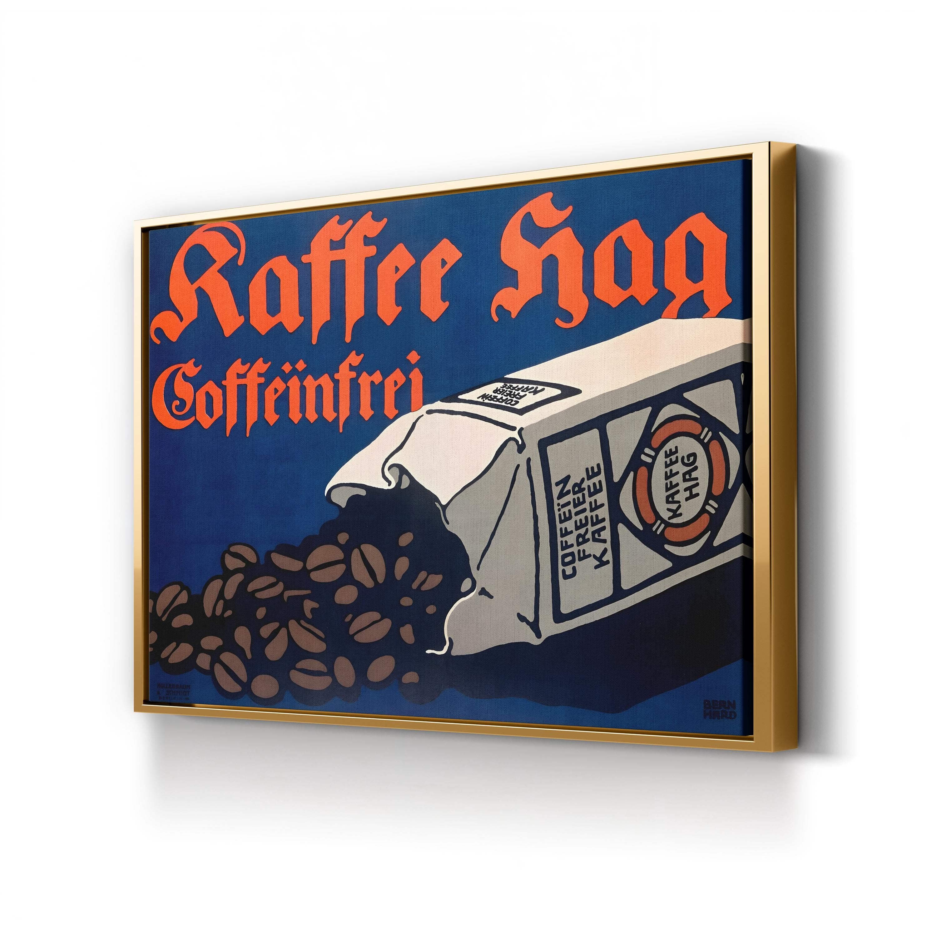Kaffee Hag by Lucian Bernhard canvas print in Gold frame