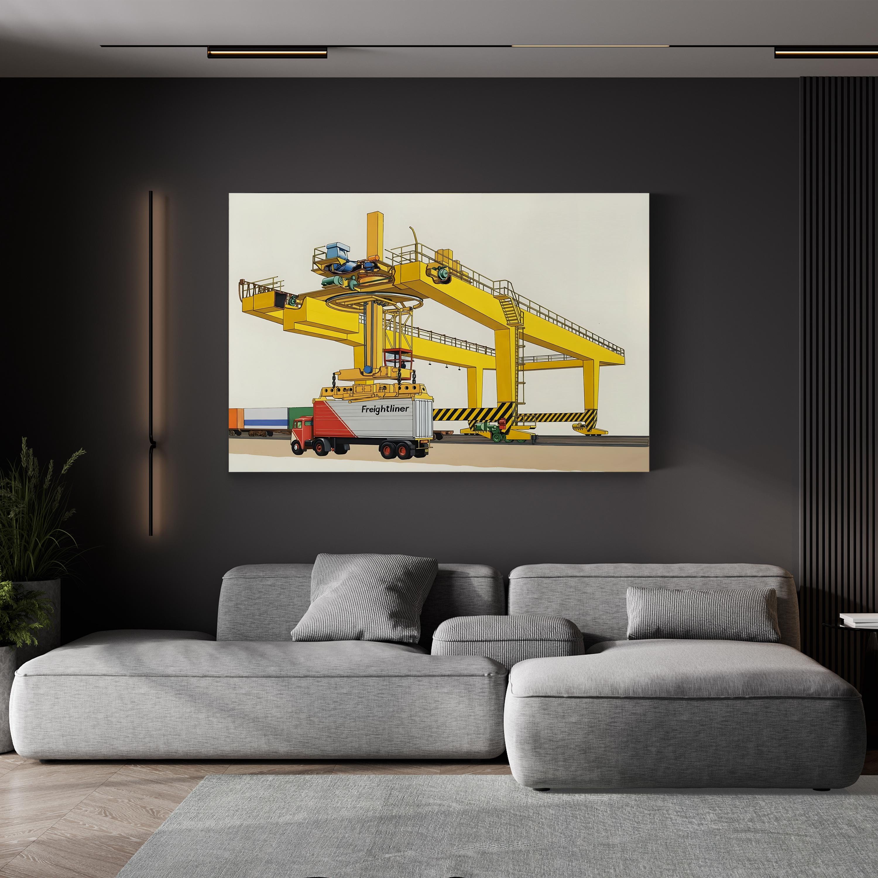 Giant Mobile Crane Wall Art – Industrial Engineering Illustration Canvas Print