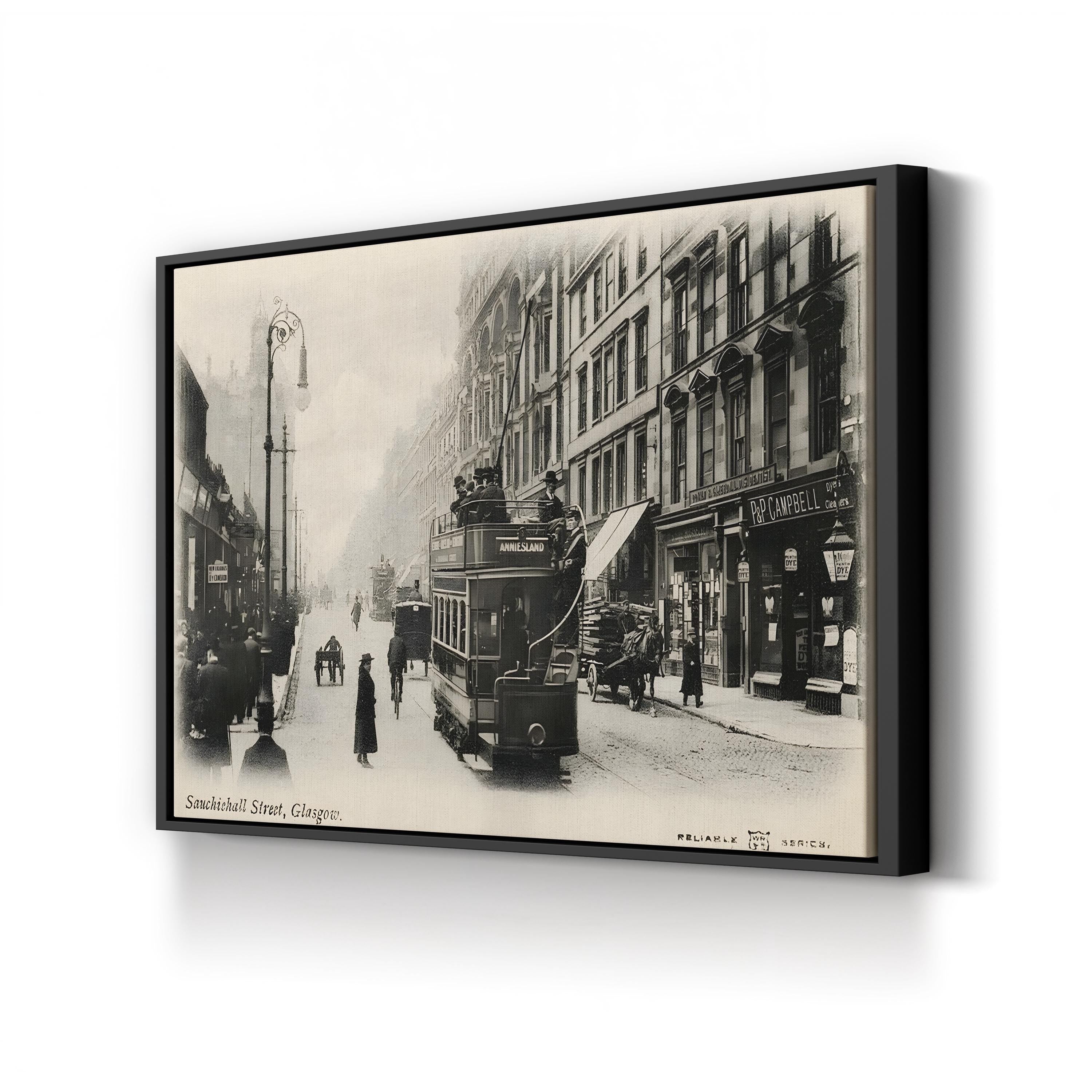 Glasgow Sauchiehall Street Tram – Vintage Photography Wall Art | Cityscape Canvas Print