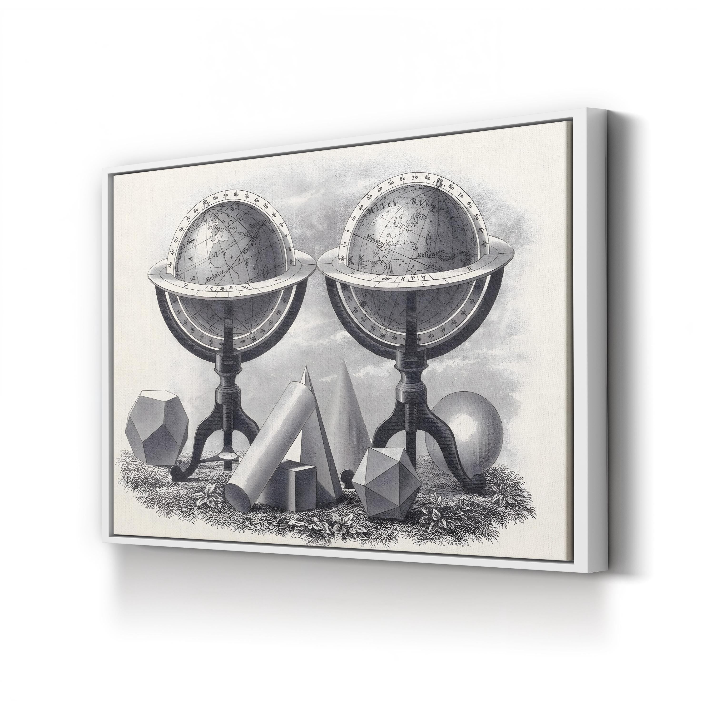 Globes of the Earth & Heavens canvas print in White Framed Canvas