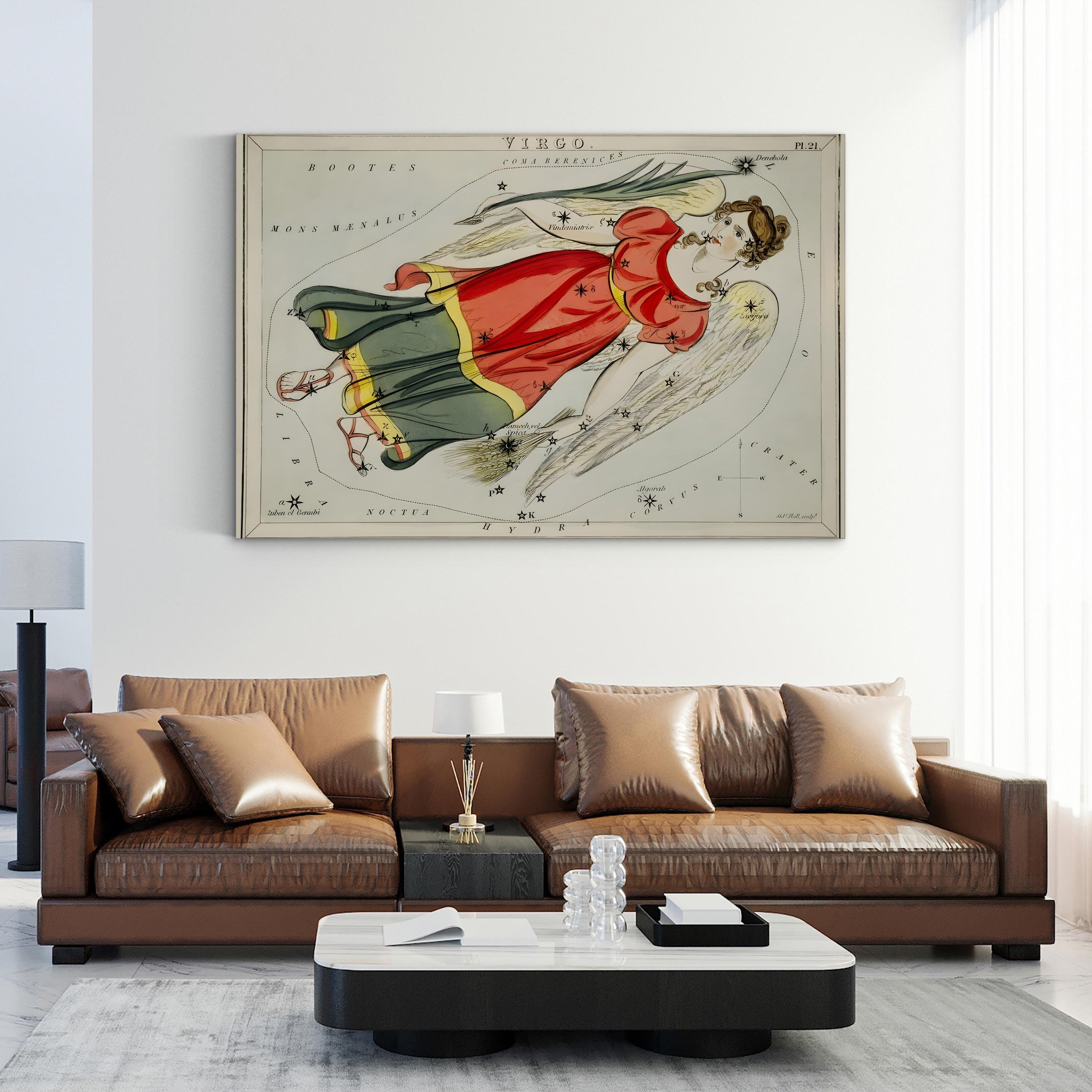 Virgo Constellation Star Map – Period Illustration Wall Art | Zodiac Canvas Print