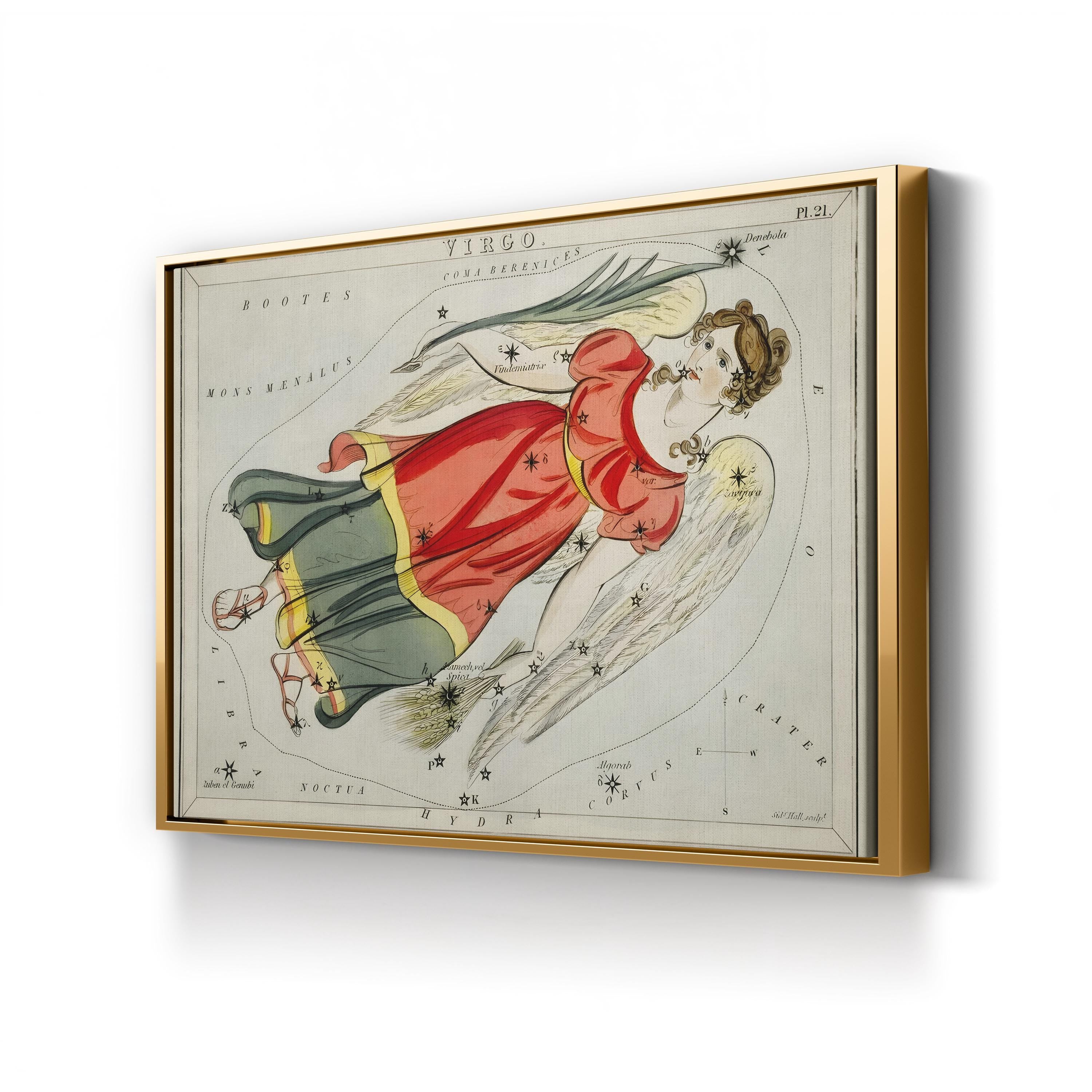 Virgo Constellation Star Map – Period Illustration Wall Art | Zodiac Canvas Print