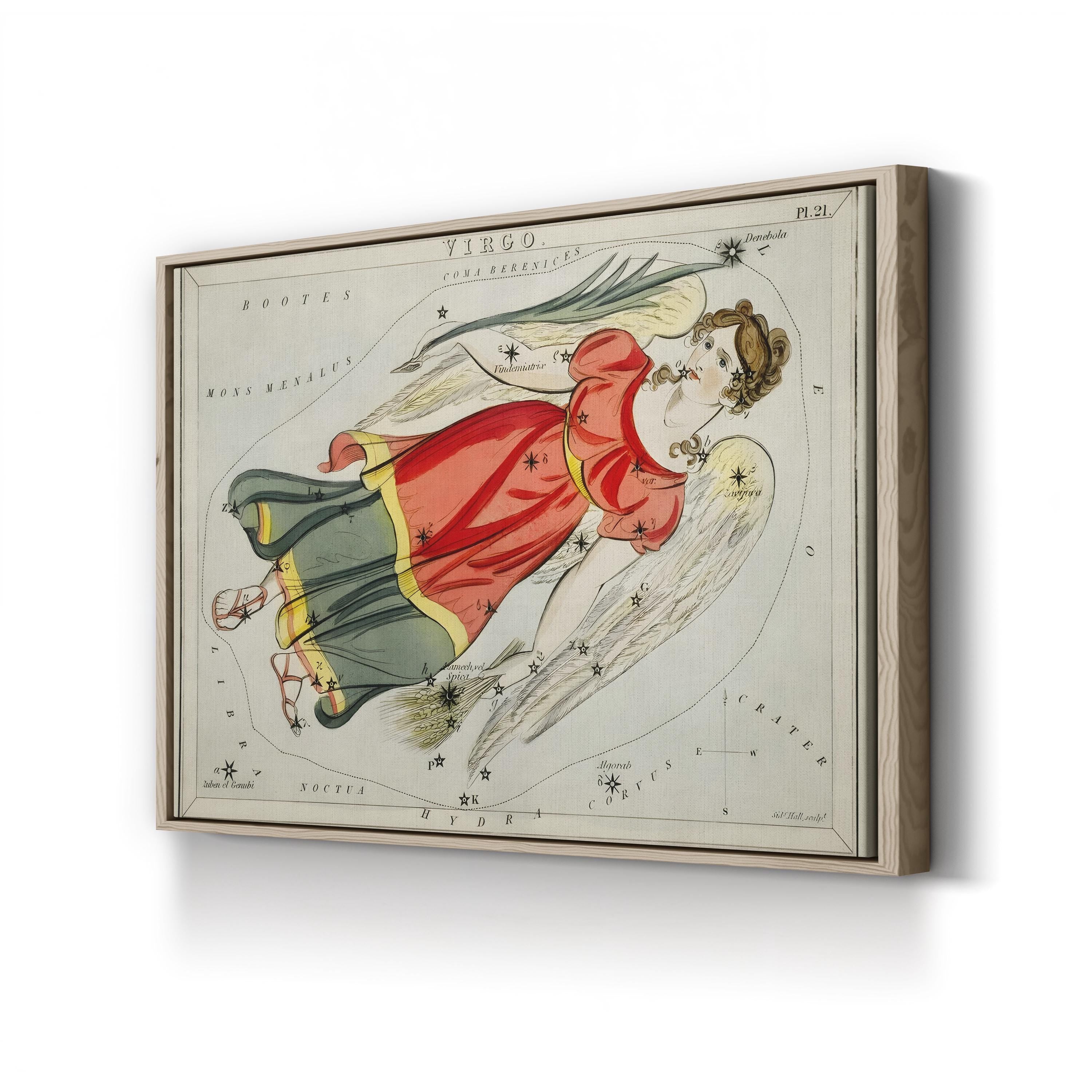 Virgo Constellation Star Map – Period Illustration Wall Art | Zodiac Canvas Print