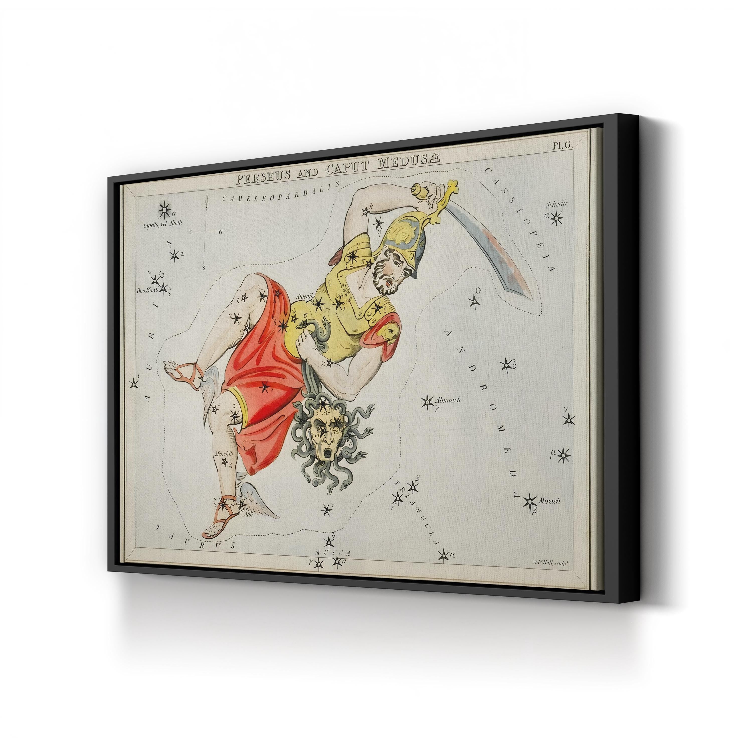Perseus & Medusa Celestial Map – Period Illustration Wall Art | Sidney Hall Astronomy Canvas Print