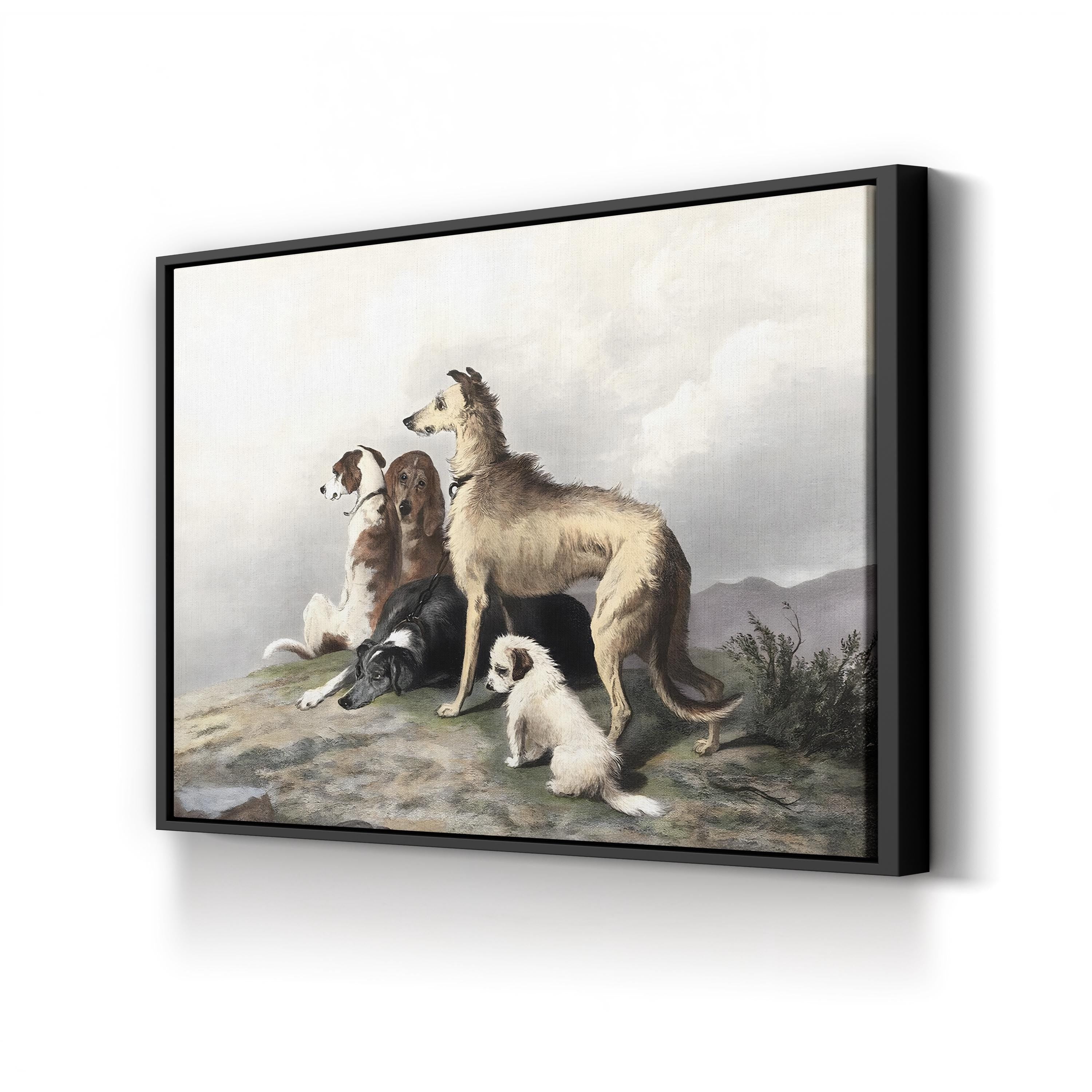 Highland Scottish Dogs – Period Illustration Wall Art | Rustic 19th-Century Canvas Print