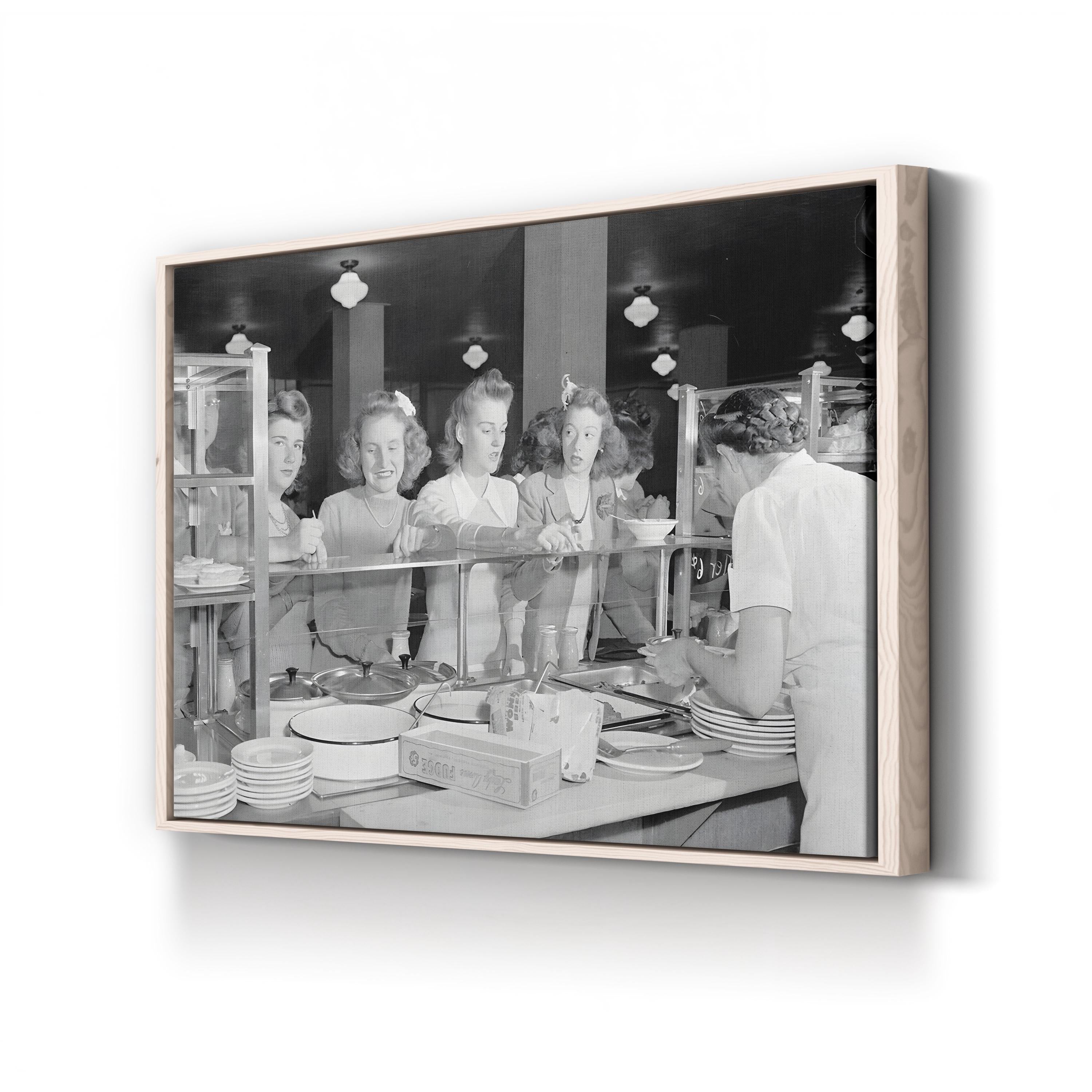 Woodrow Wilson High School Cafeteria, Washington, D.C., c. 1943 by Esther Bubley canvas print in Natural Frame Canvas