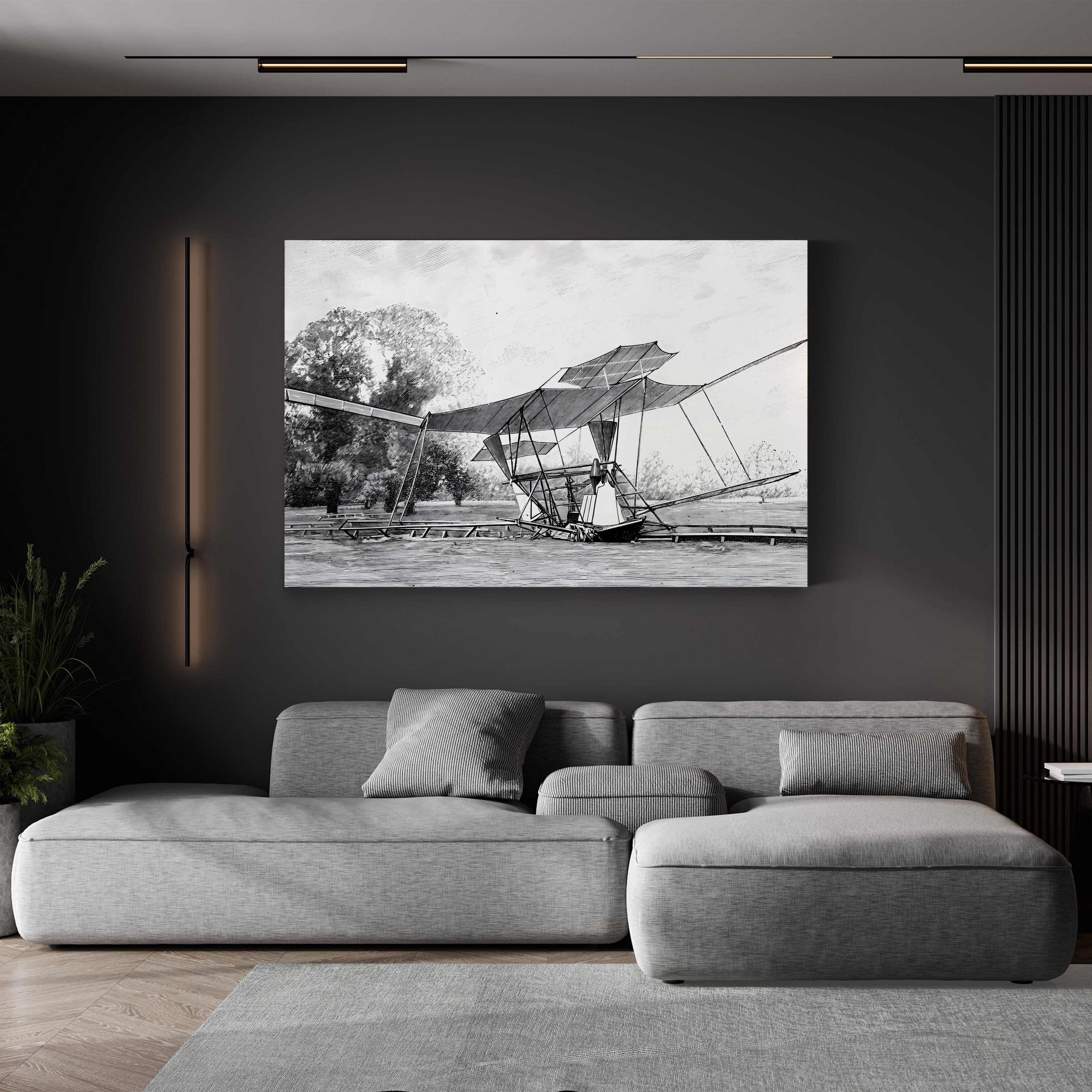 Hiram Maxim’s Steam-Powered Plane – Vintage Photography Wall Art | 19th-Century Aviation Canvas Print