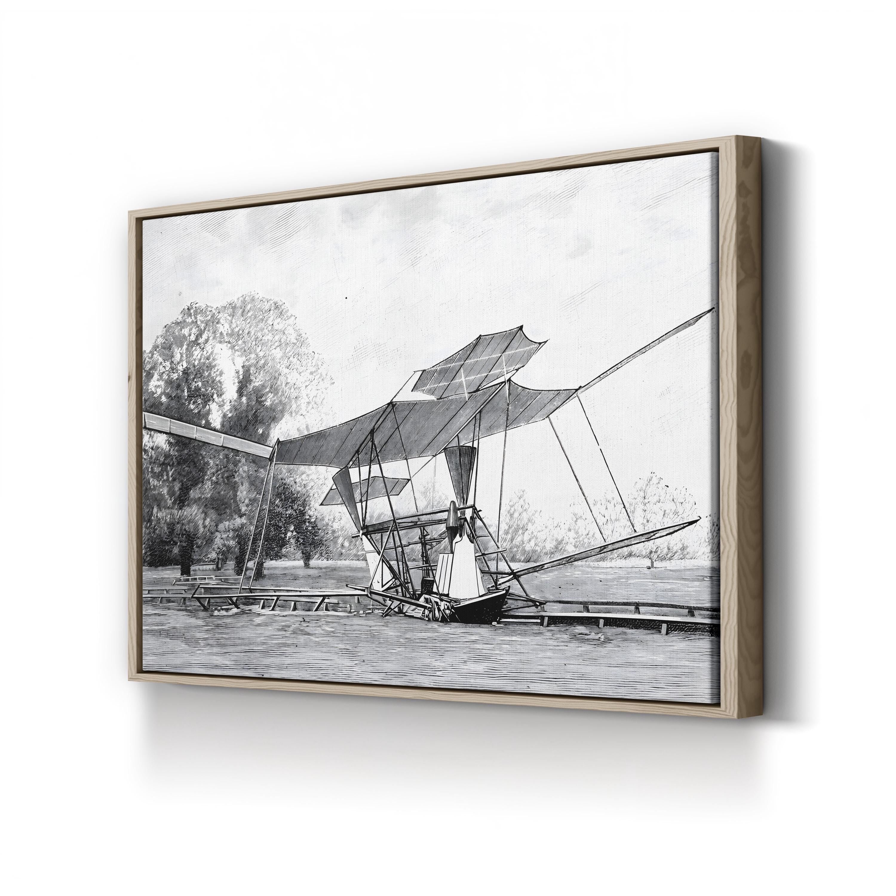 Hiram Maxim’s Steam-Powered Plane – Vintage Photography Wall Art | 19th-Century Aviation Canvas Print