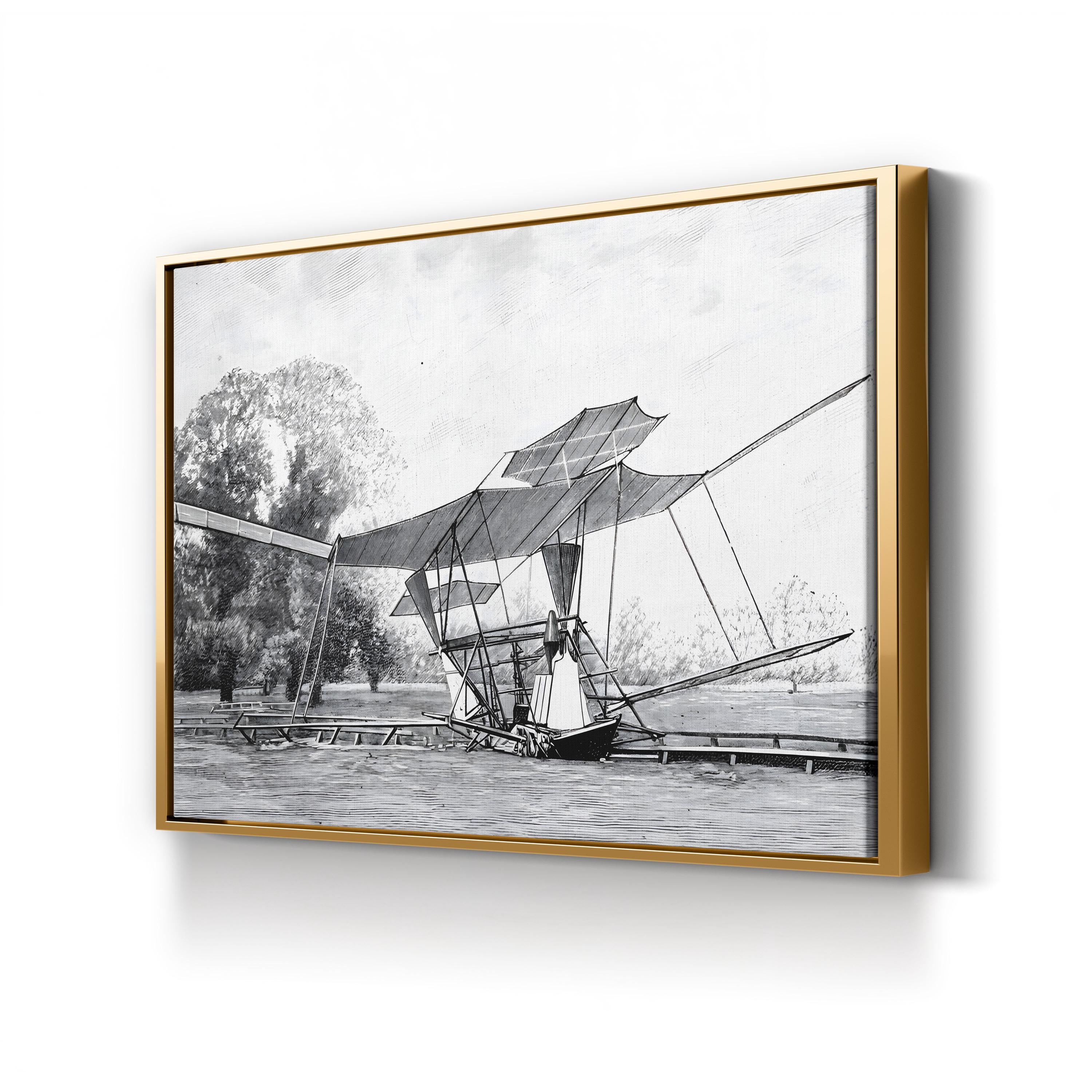 Hiram Maxim’s Steam-Powered Plane – Vintage Photography Wall Art | 19th-Century Aviation Canvas Print