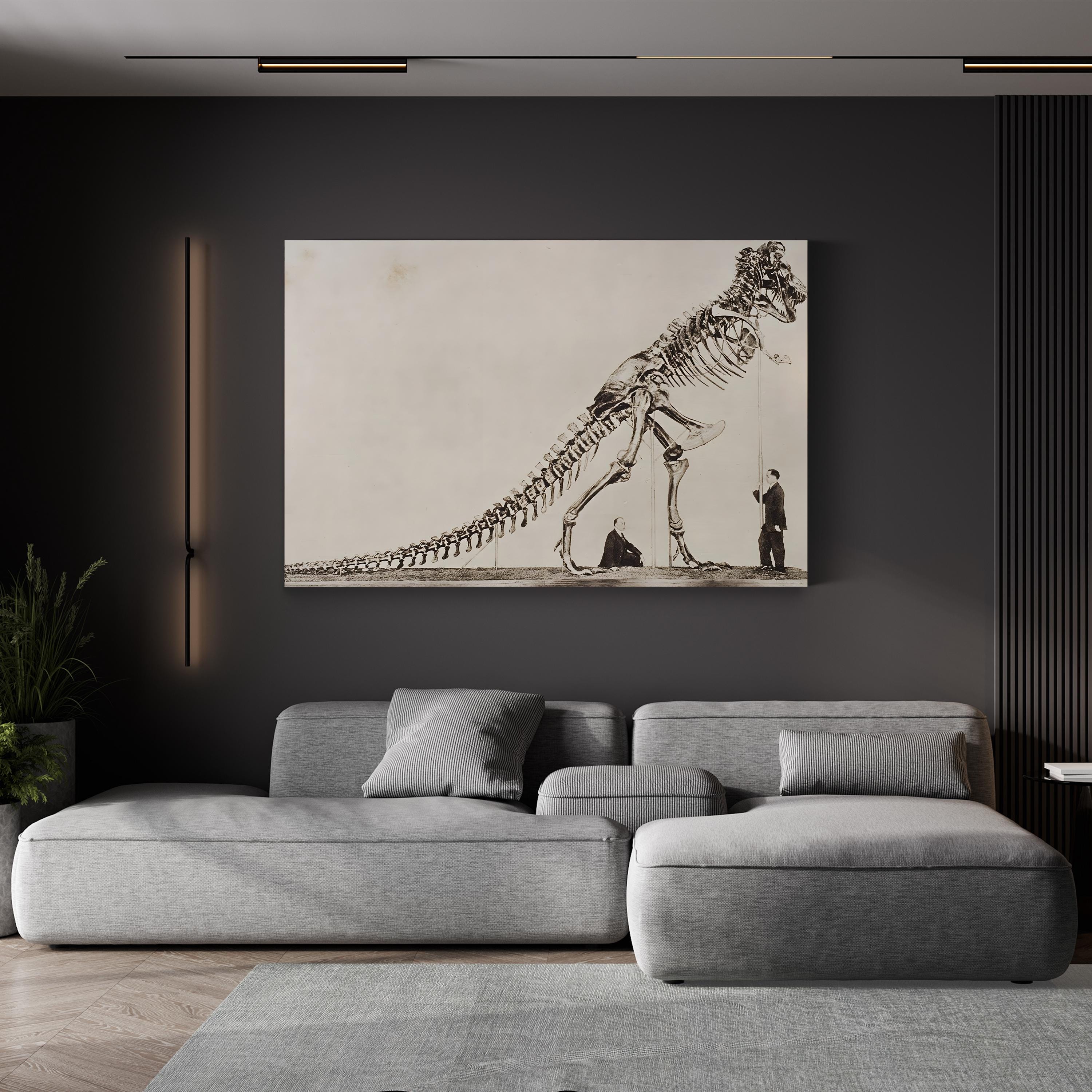 19th-Century Dinosaur Skeleton Paleontological Scientific Illustration Canvas Print