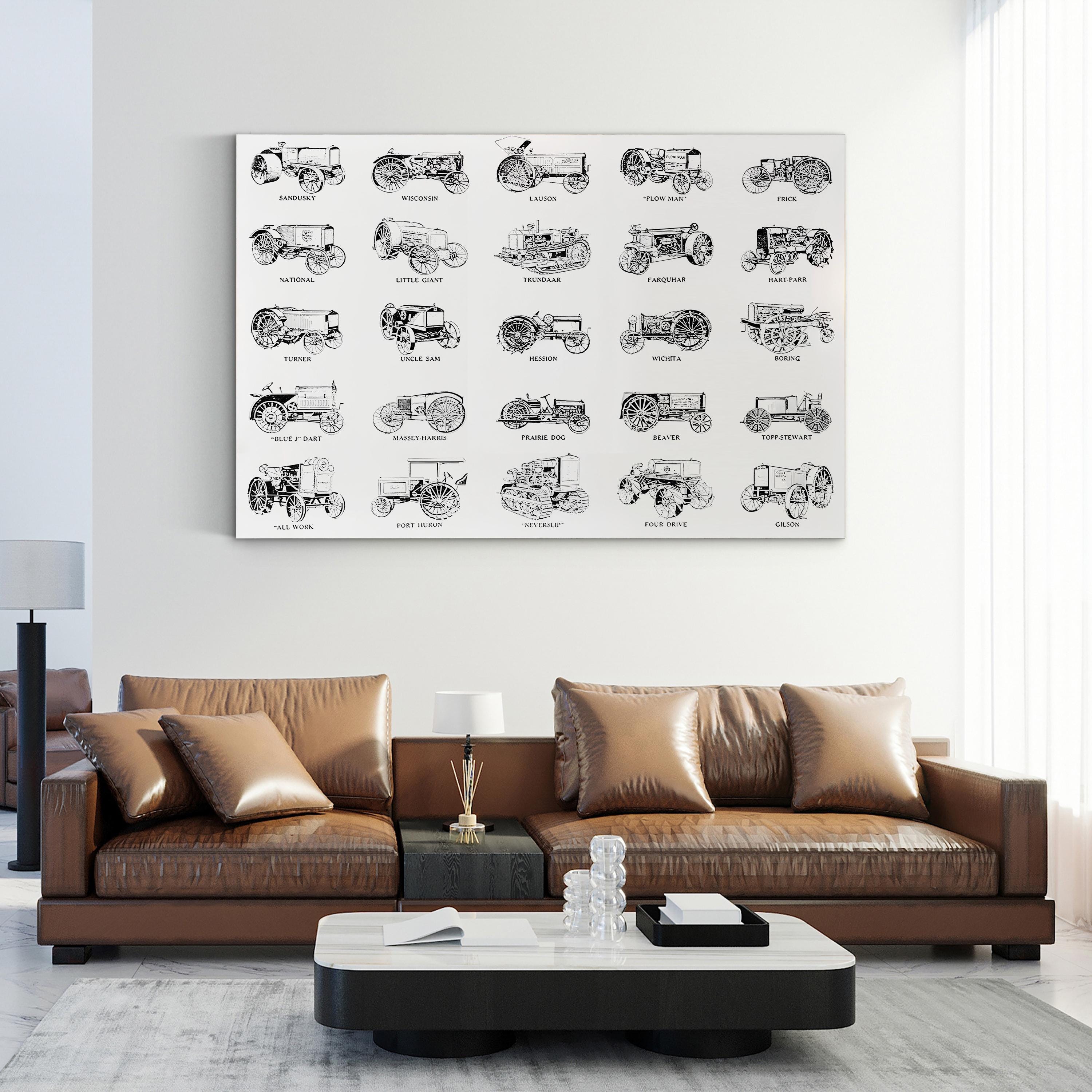 Vintage Tractor Frontier – Period Illustration Wall Art | Western Landscape Canvas Print