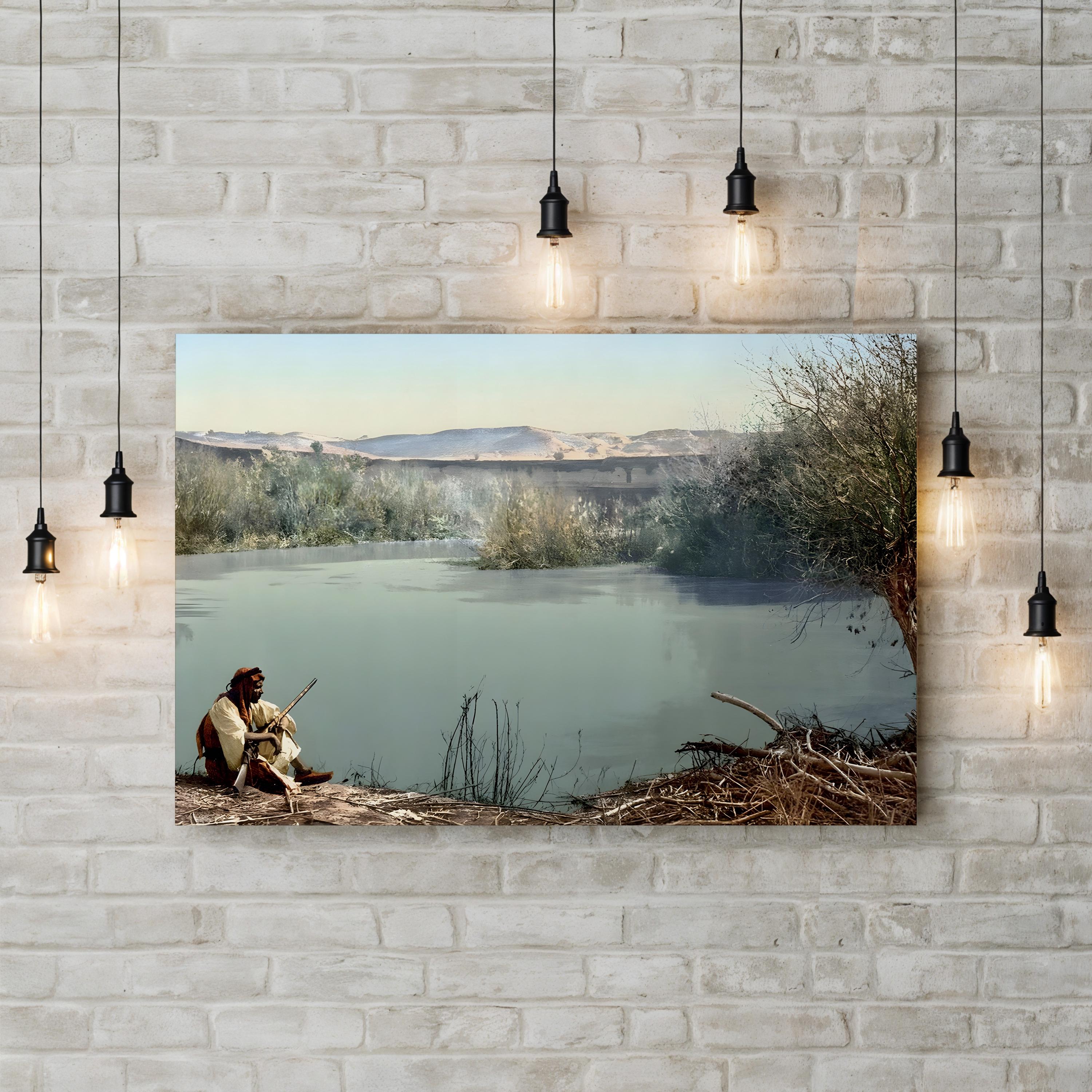 Holy Land, River Jordan, c.1895 Wall Art | Historic Photchrome Landscape of the Holy Land
