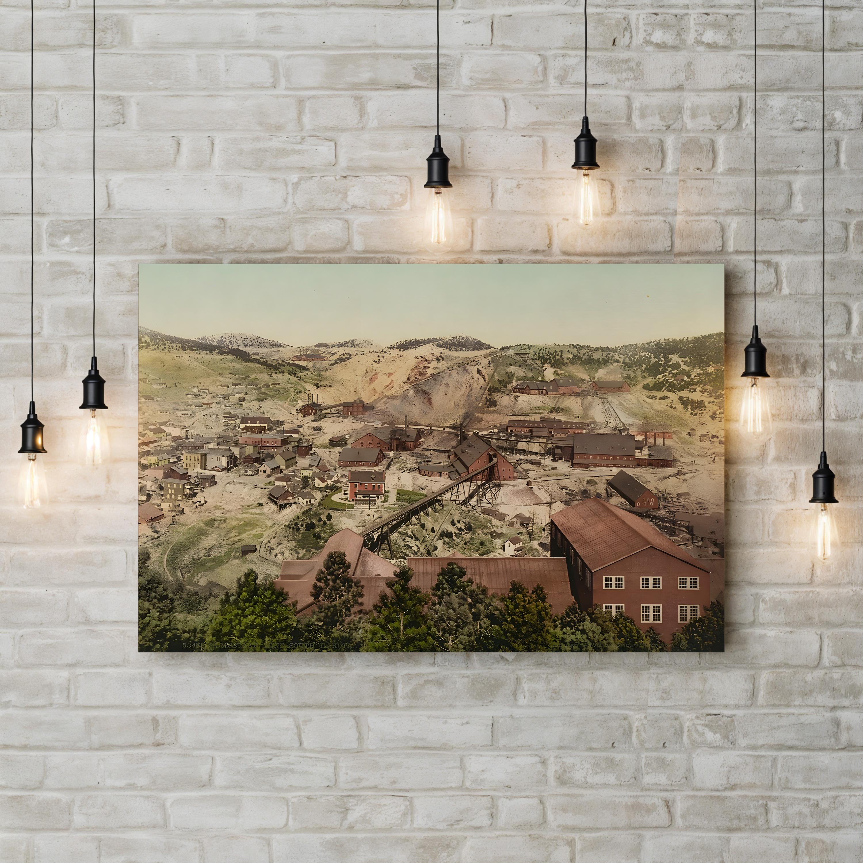Homestake Gold Mine, c.1900 Wall Art | Historic Mining Landscape of Lead City, South Dakota
