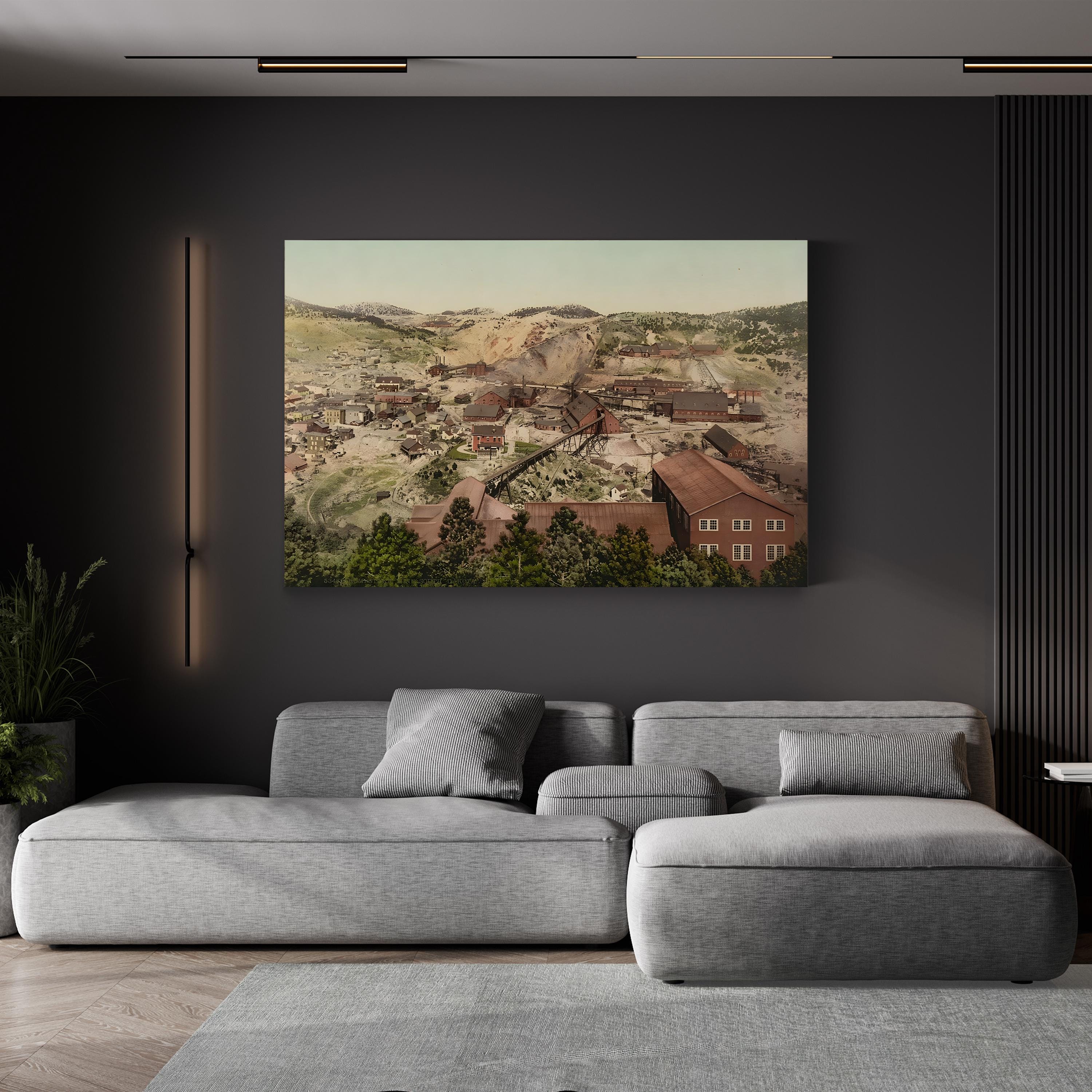 Homestake Gold Mine, c.1900 Wall Art | Historic Mining Landscape of Lead City, South Dakota