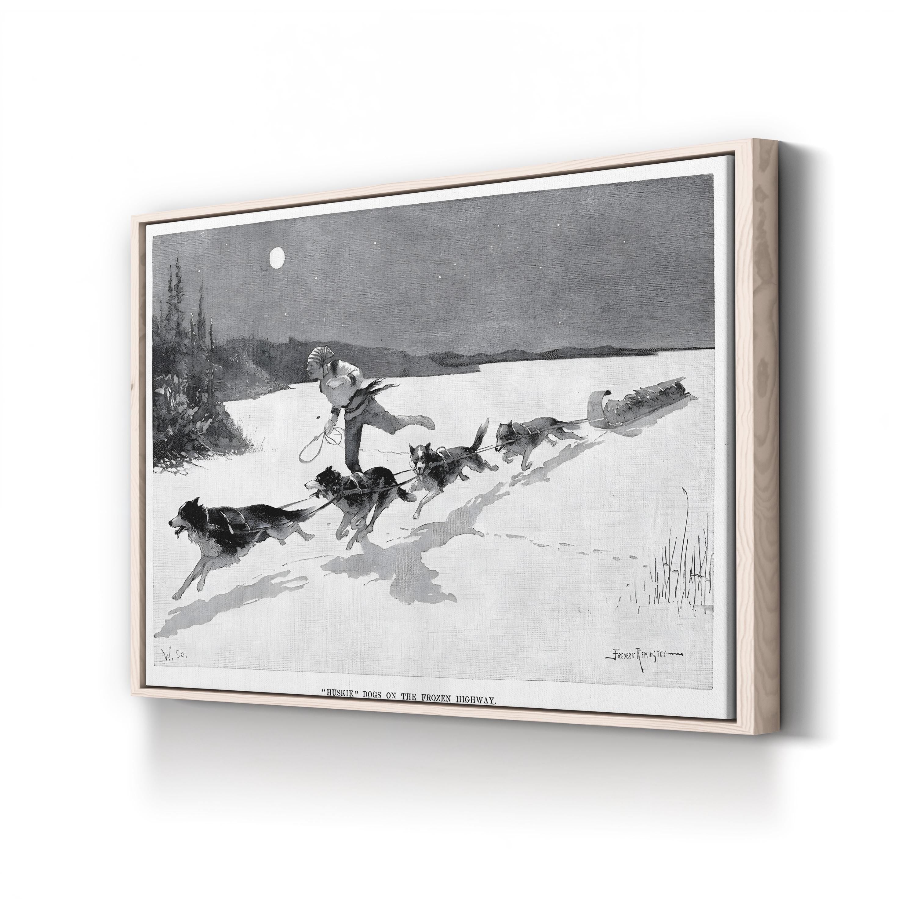 Huskies on the Frozen Highway, 1892 – Frederic Remington Wall Art | Vintage Canvas Print