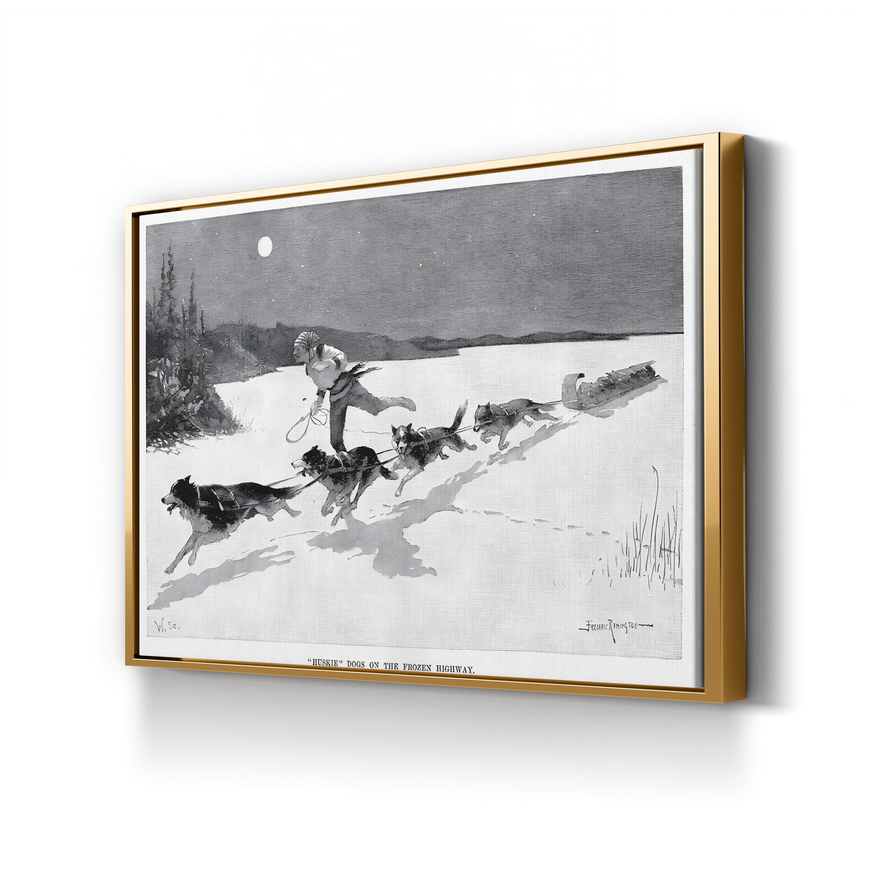 Huskies on the Frozen Highway, 1892 – Frederic Remington Wall Art | Vintage Canvas Print